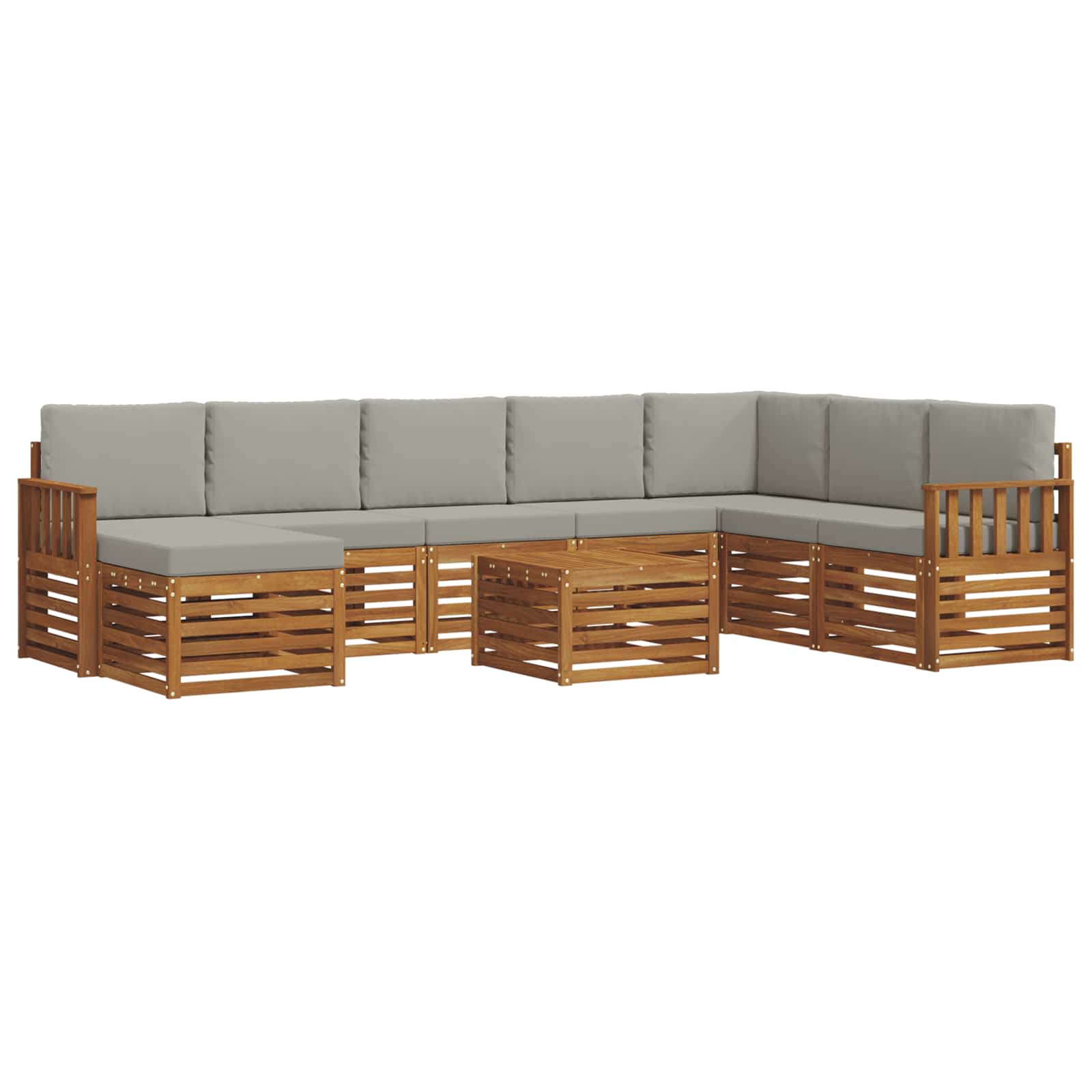 Buiten bankenset met kussen 9 pcs Natuurlijk en Lichtgrijs is nu te koop bij PeponiXL, paradijselijk wonen!