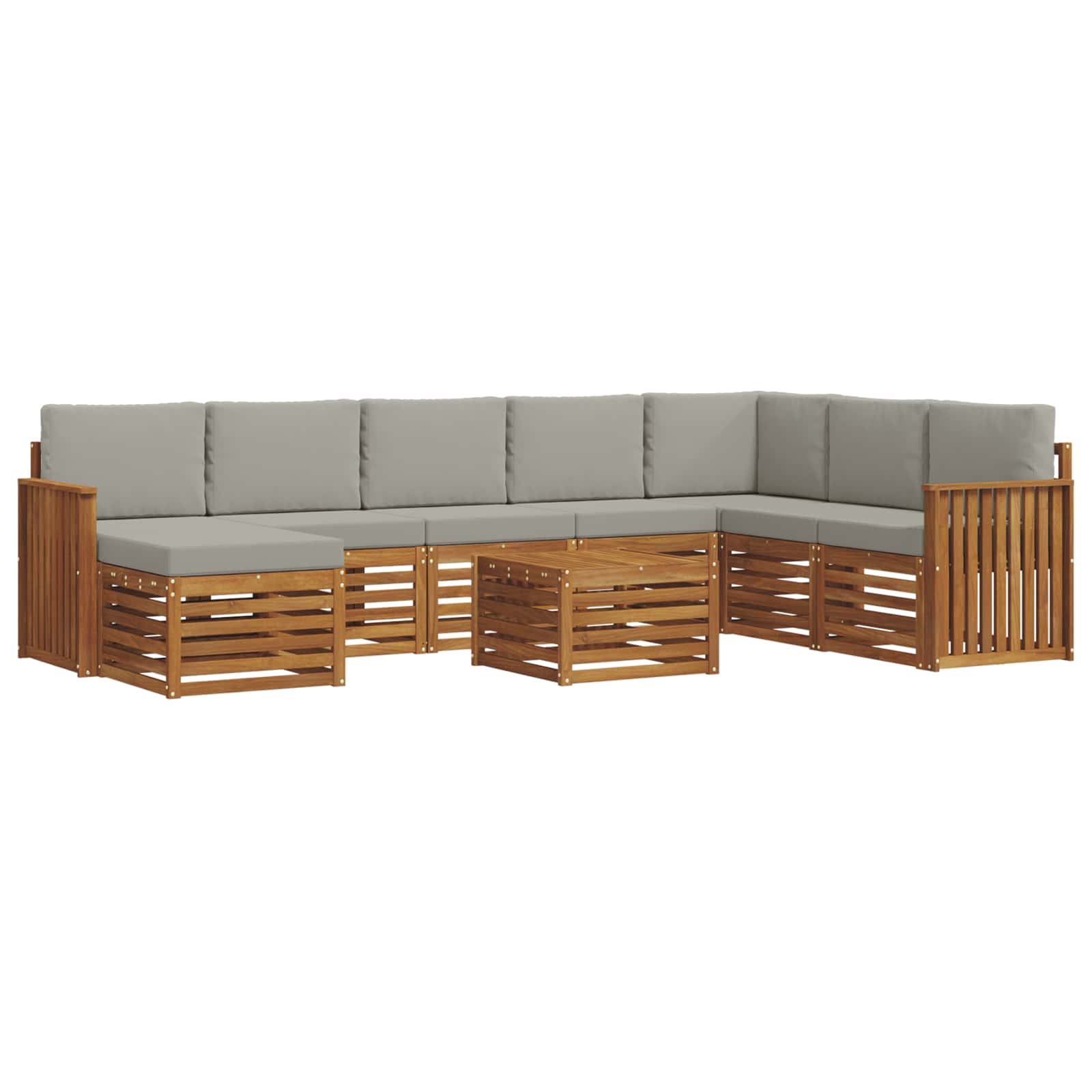 Buiten bankenset met kussen 9 pcs Natuurlijk en Lichtgrijs is nu te koop bij PeponiXL, paradijselijk wonen!