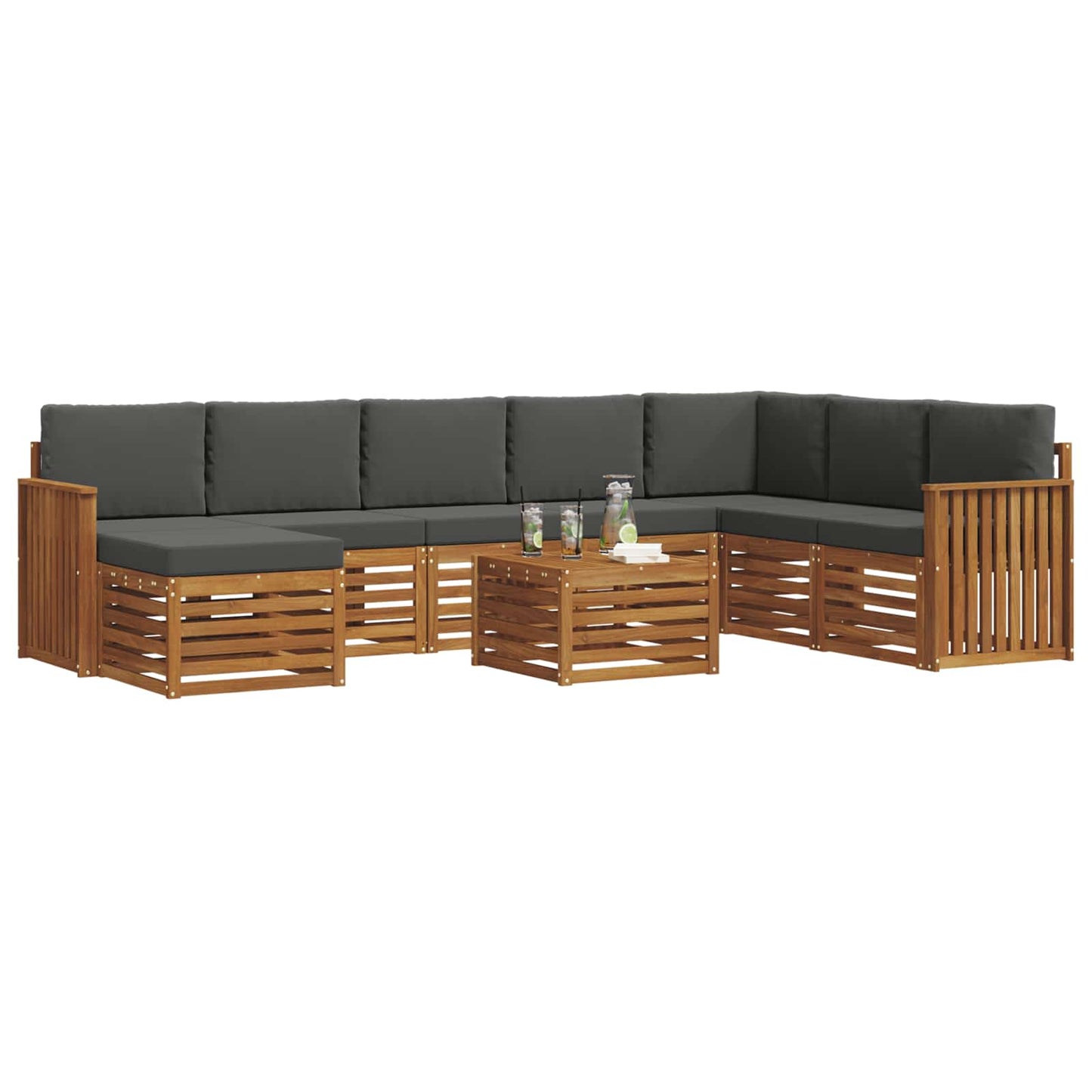 Buiten bankenset met kussen 9 pcs Natuurlijk en Antraciet is nu te koop bij PeponiXL, paradijselijk wonen!