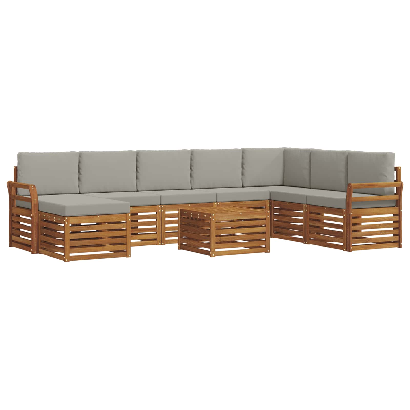 Buiten bankenset met kussen 9 pcs Natuurlijk en Lichtgrijs is nu te koop bij PeponiXL, paradijselijk wonen!
