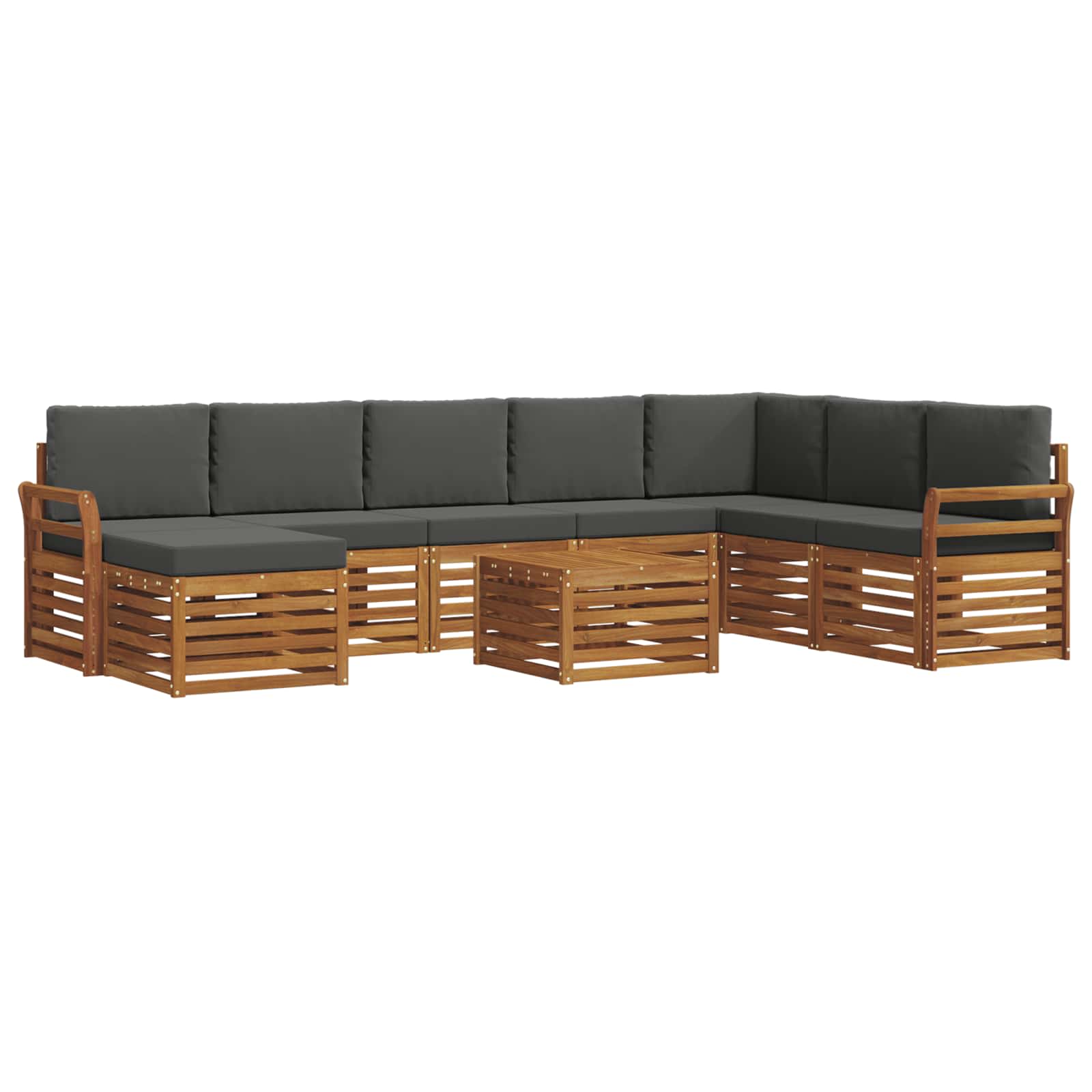 Buiten bankenset met kussen 9 pcs Natuurlijk en Antraciet is nu te koop bij PeponiXL, paradijselijk wonen!