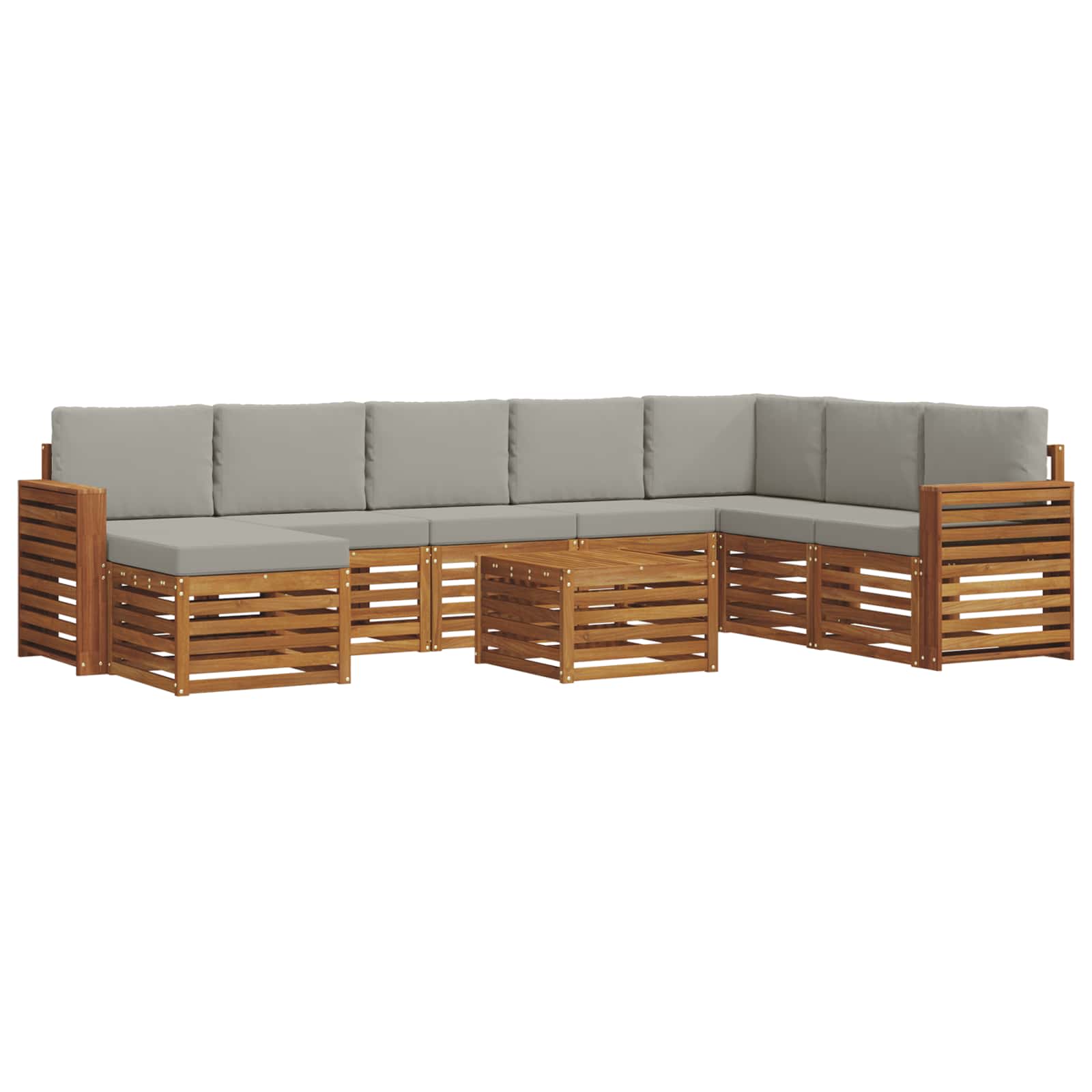 Buiten bankenset met kussen 9 pcs Natuurlijk en Lichtgrijs is nu te koop bij PeponiXL, paradijselijk wonen!
