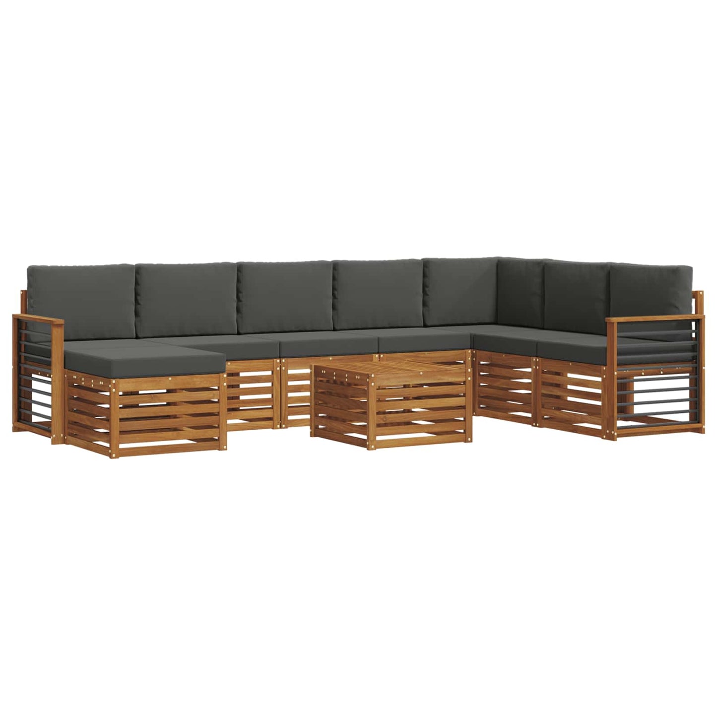 Buiten bankenset met kussen 9 pcs Natuurlijk en Antraciet is nu te koop bij PeponiXL, paradijselijk wonen!