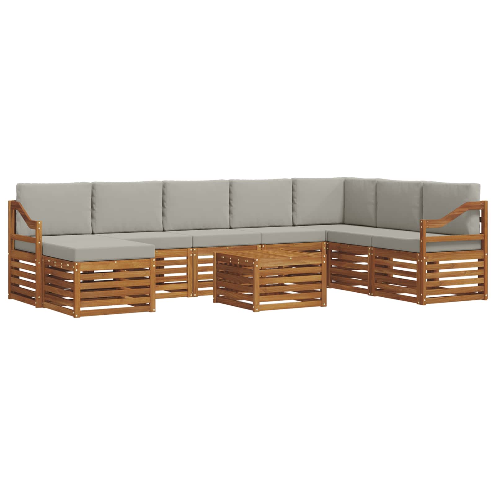 Buiten bankenset met kussen 9 pcs Natuurlijk en Lichtgrijs is nu te koop bij PeponiXL, paradijselijk wonen!