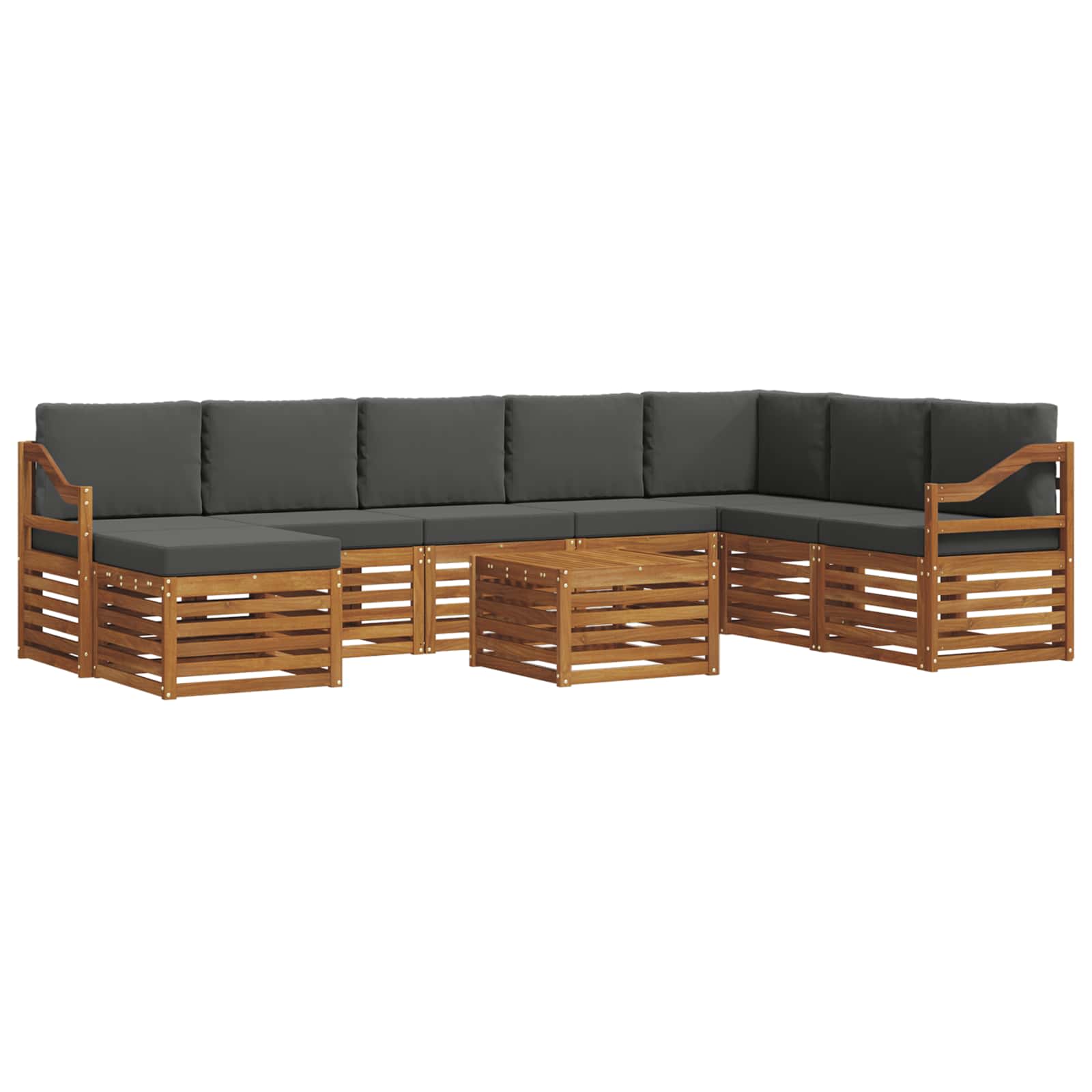 Buiten bankenset met kussen 9 pcs Natuurlijk en Antraciet is nu te koop bij PeponiXL, paradijselijk wonen!