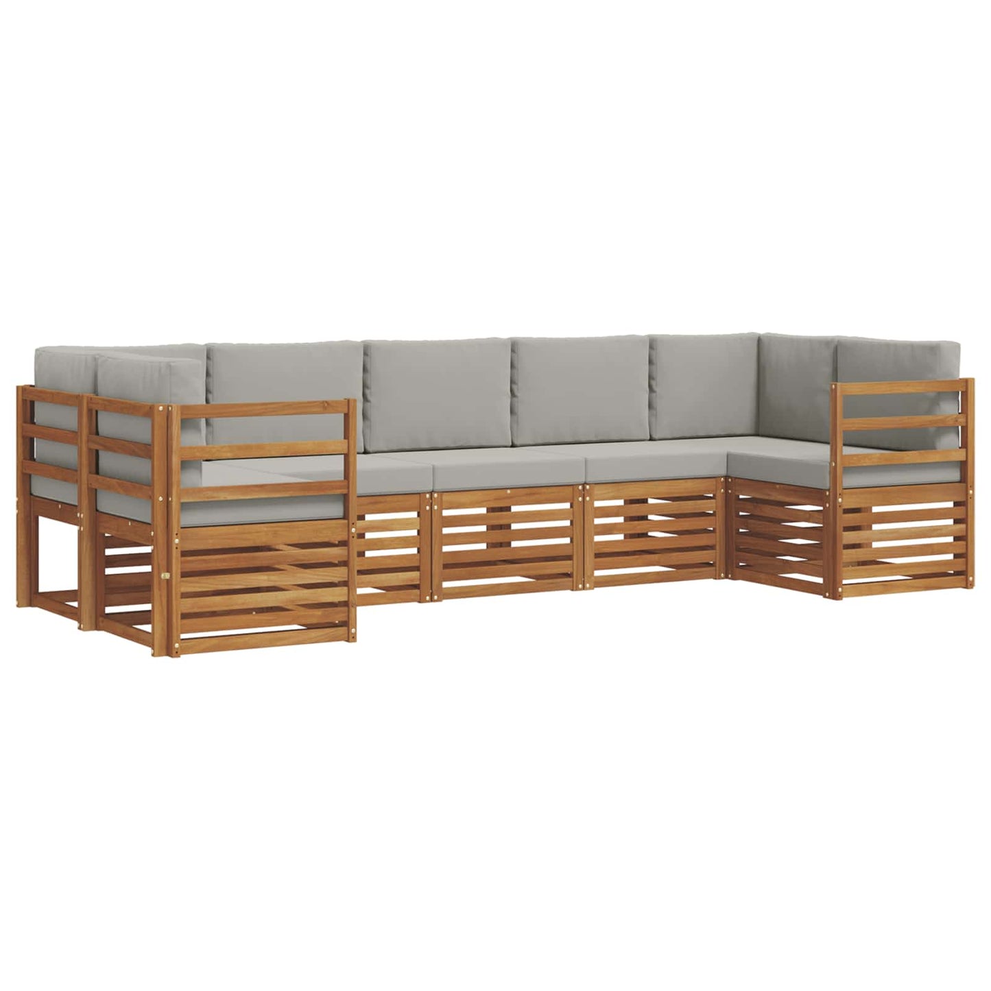 Hoekbank Set met kussen 7 pcs Natuurlijk en Lichtgrijs is nu te koop bij PeponiXL, paradijselijk wonen!
