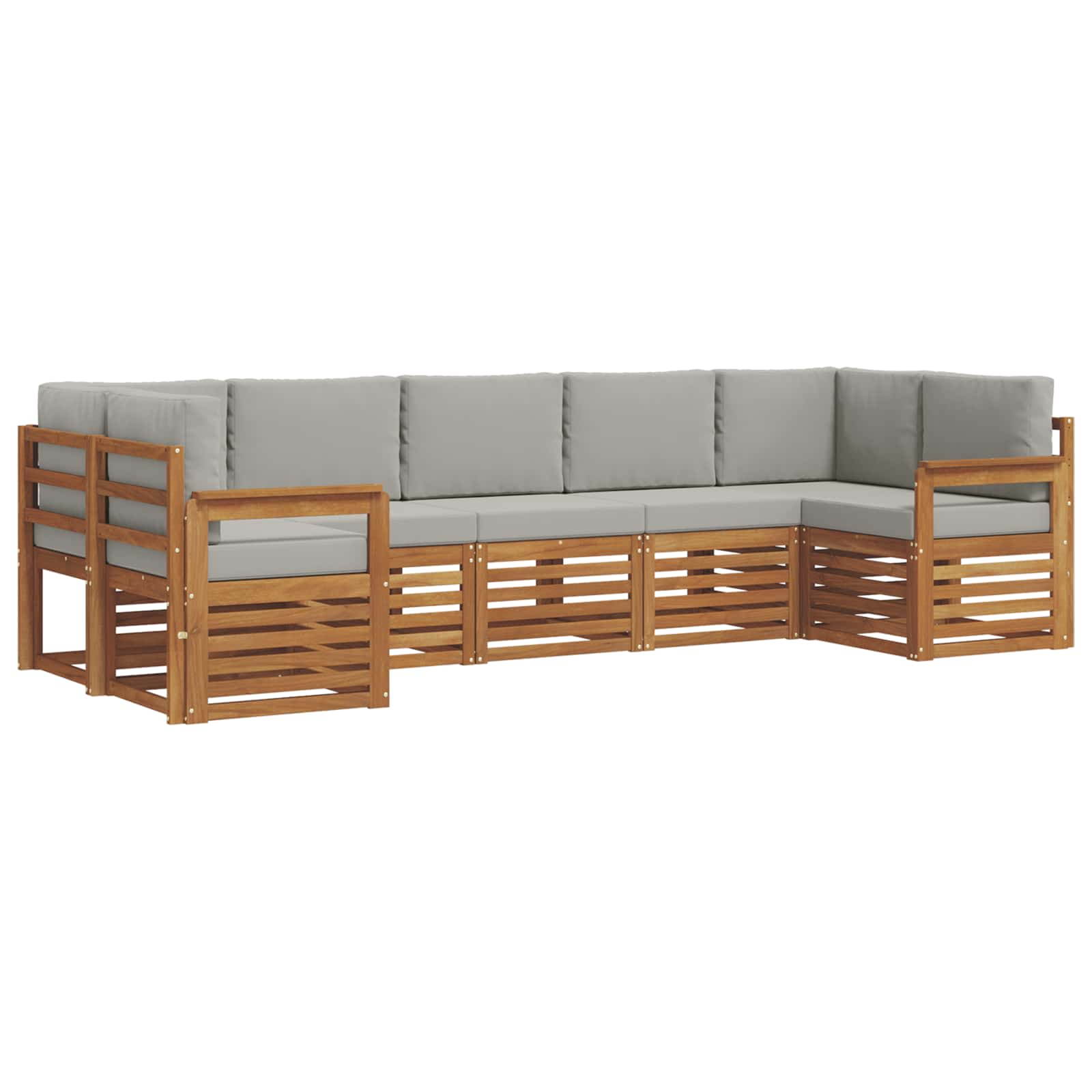 Hoekbank Set met kussen 7 pcs Natuurlijk en Lichtgrijs is nu te koop bij PeponiXL, paradijselijk wonen!