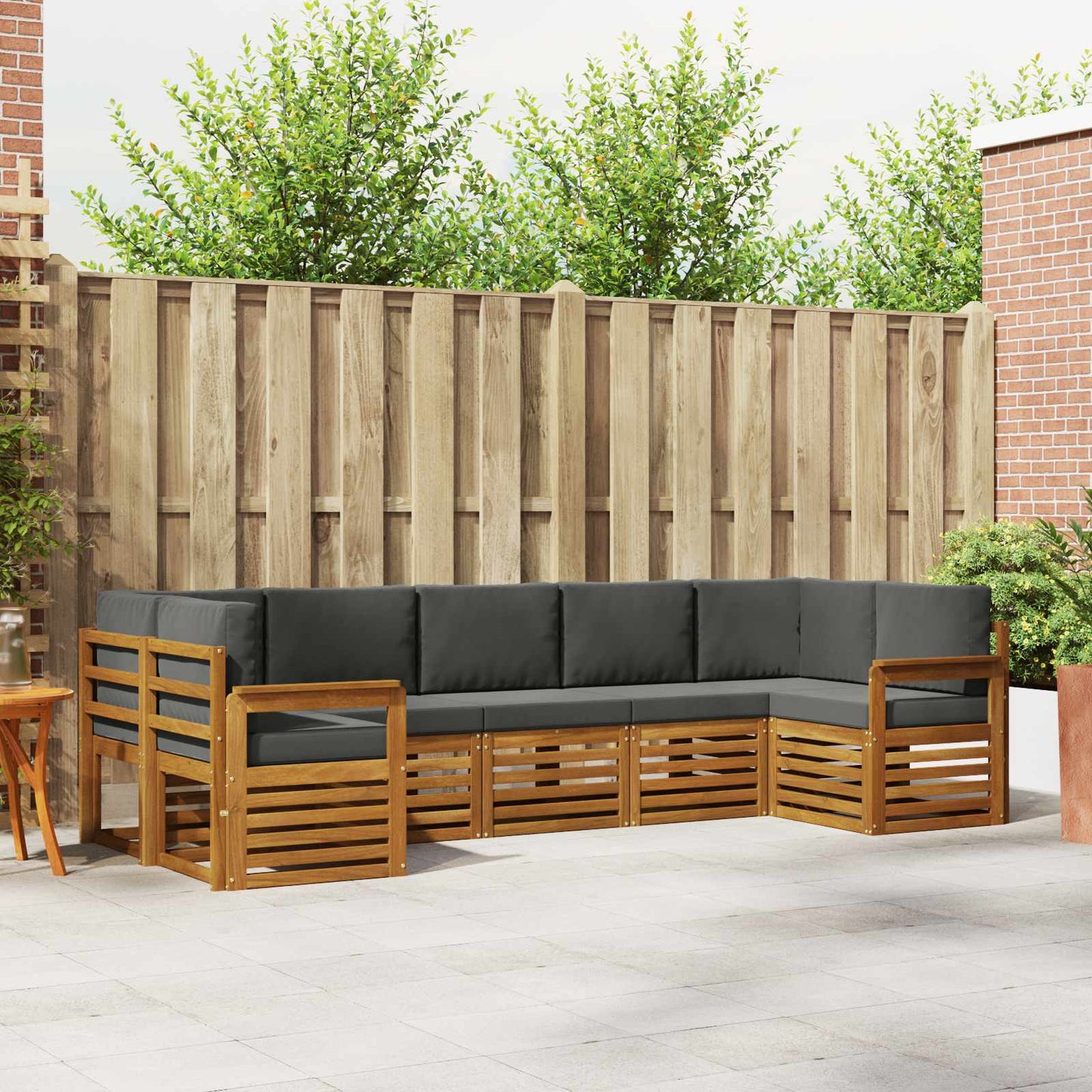 Hoekbank Set met kussen 7 pcs Natuurlijk en Antraciet is nu te koop bij PeponiXL, paradijselijk wonen!