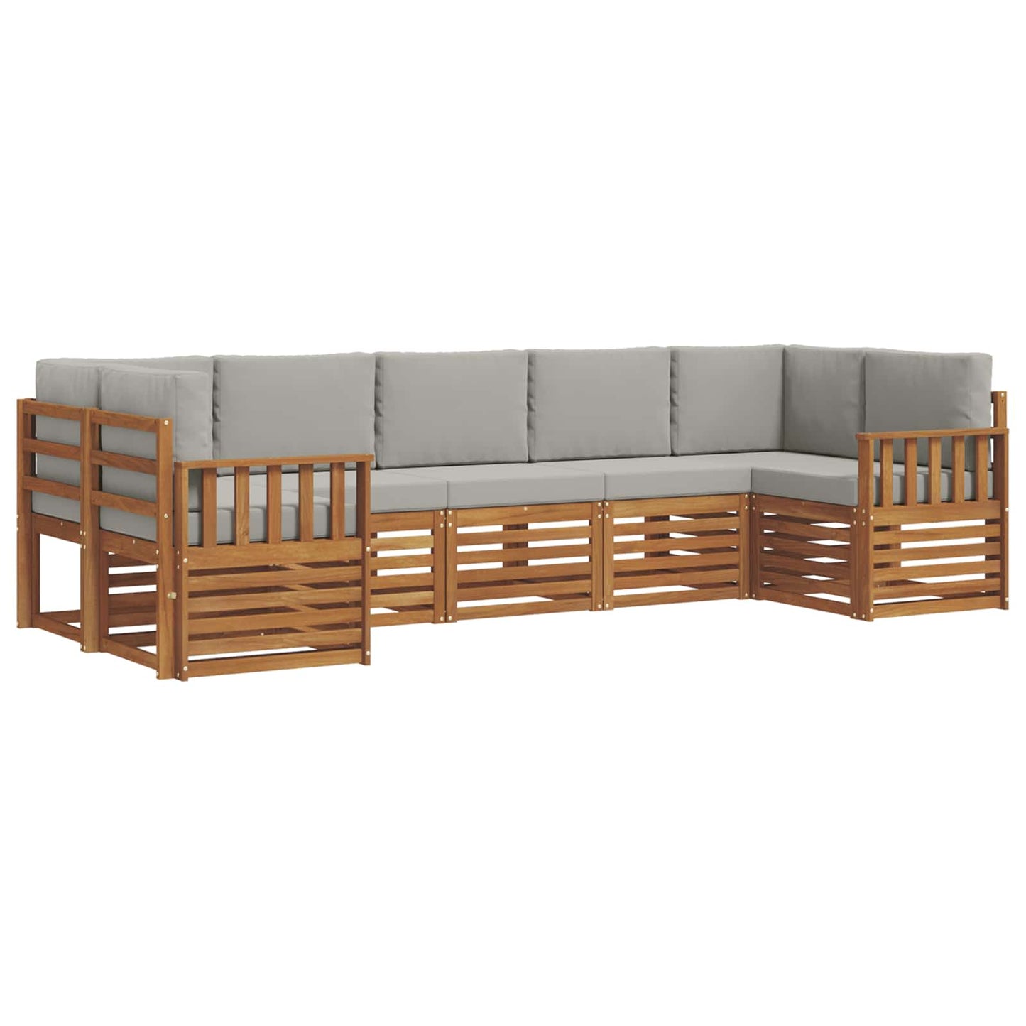 Hoekbank Set met kussen 7 pcs Natuurlijk en Lichtgrijs is nu te koop bij PeponiXL, paradijselijk wonen!