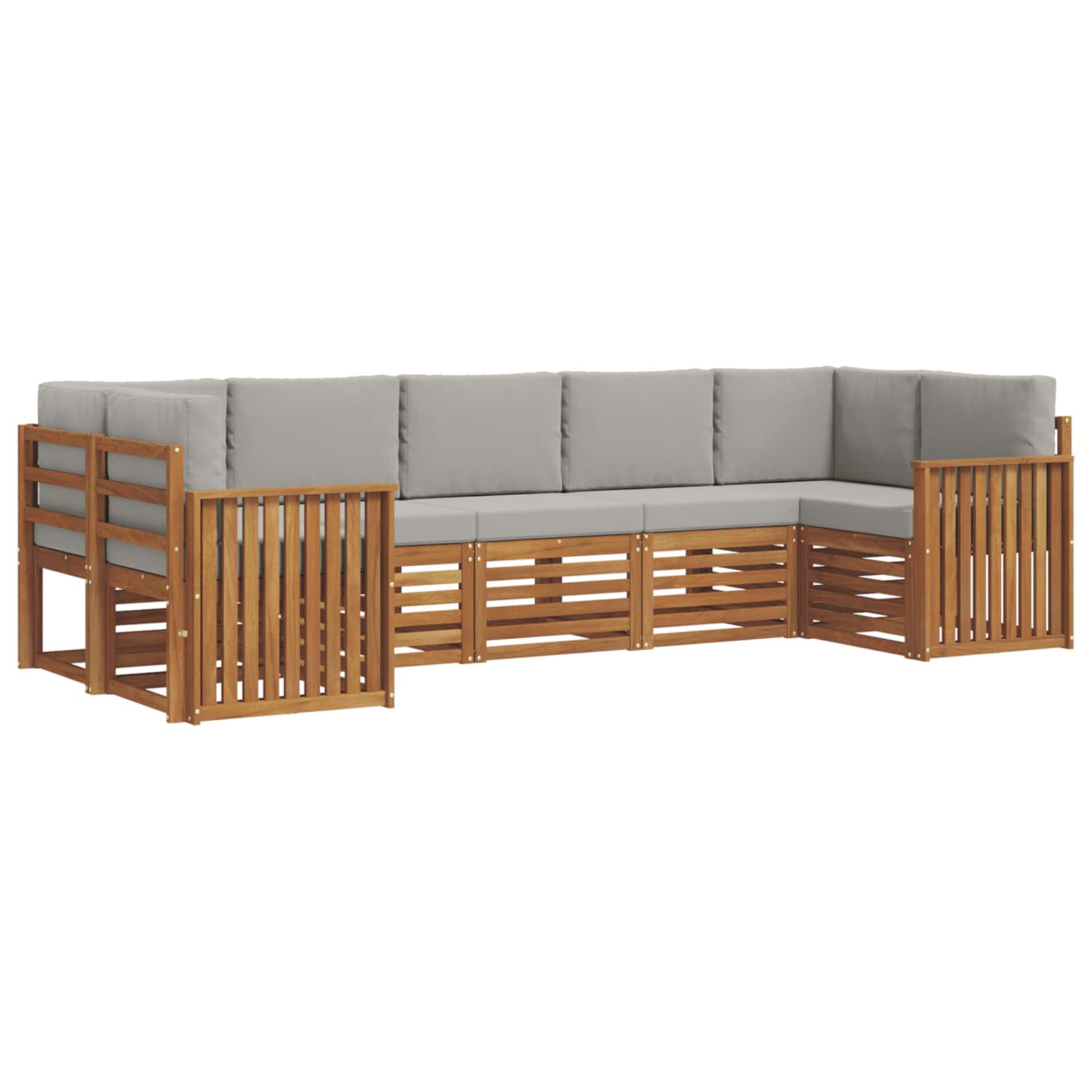 Hoekbank Set met kussen 7 pcs Natuurlijk en Lichtgrijs is nu te koop bij PeponiXL, paradijselijk wonen!