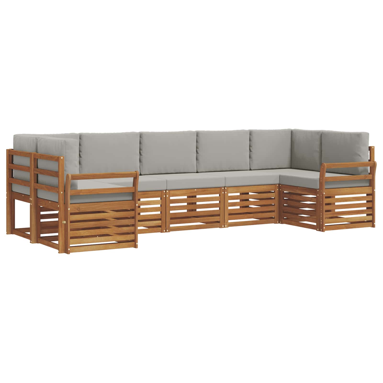 Hoekbank Set met kussen 7 pcs Natuurlijk en Lichtgrijs is nu te koop bij PeponiXL, paradijselijk wonen!