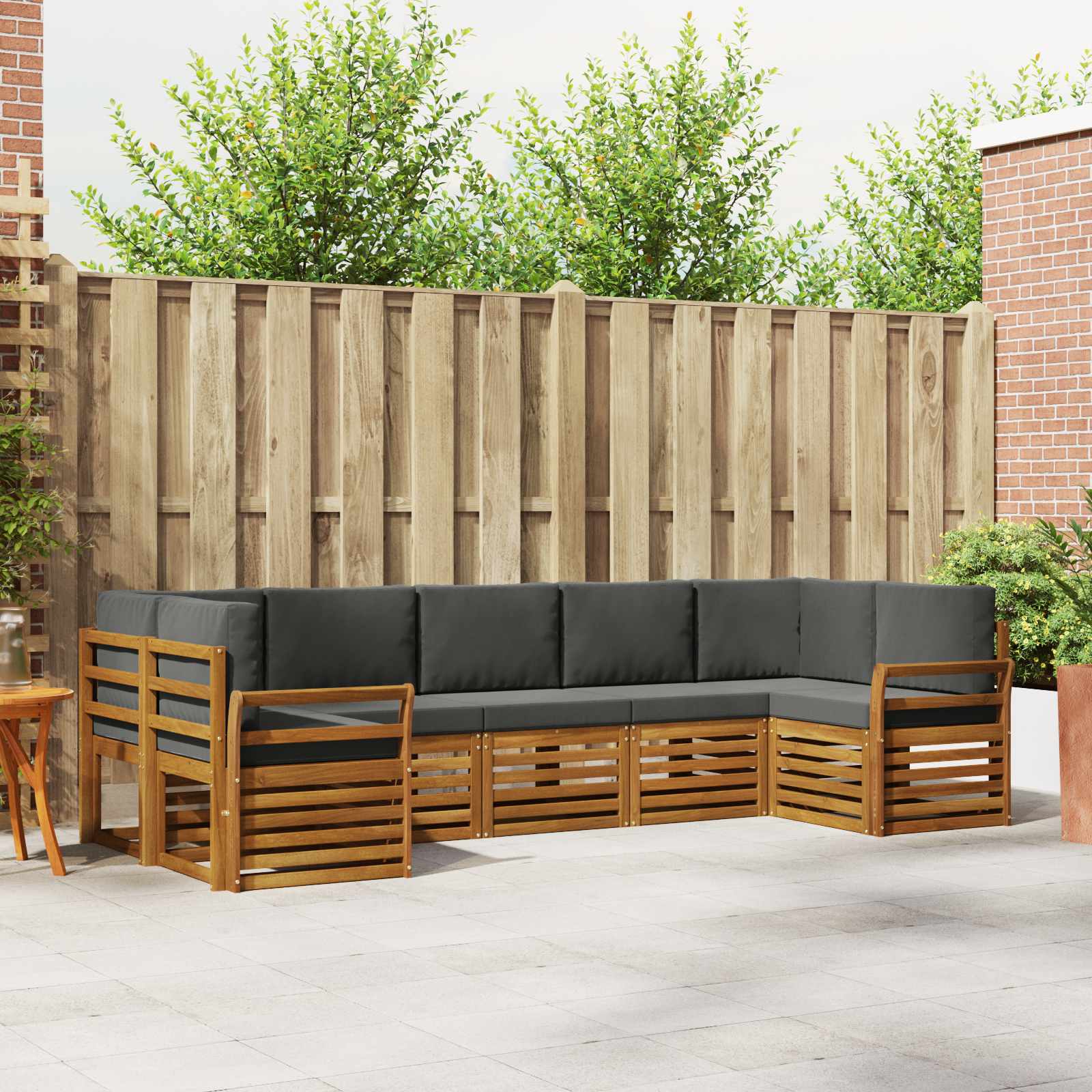 Hoekbank Set met kussen 7 pcs Natuurlijk en Antraciet is nu te koop bij PeponiXL, paradijselijk wonen!