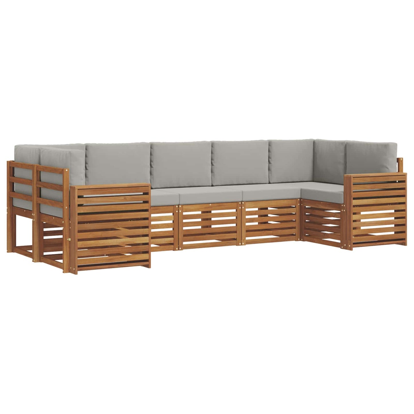 Hoekbank Set met kussen 7 pcs Natuurlijk en Lichtgrijs is nu te koop bij PeponiXL, paradijselijk wonen!