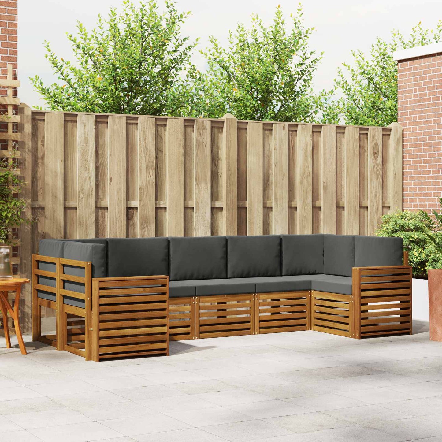 Hoekbank Set met kussen 7 pcs Natuurlijk en Antraciet is nu te koop bij PeponiXL, paradijselijk wonen!