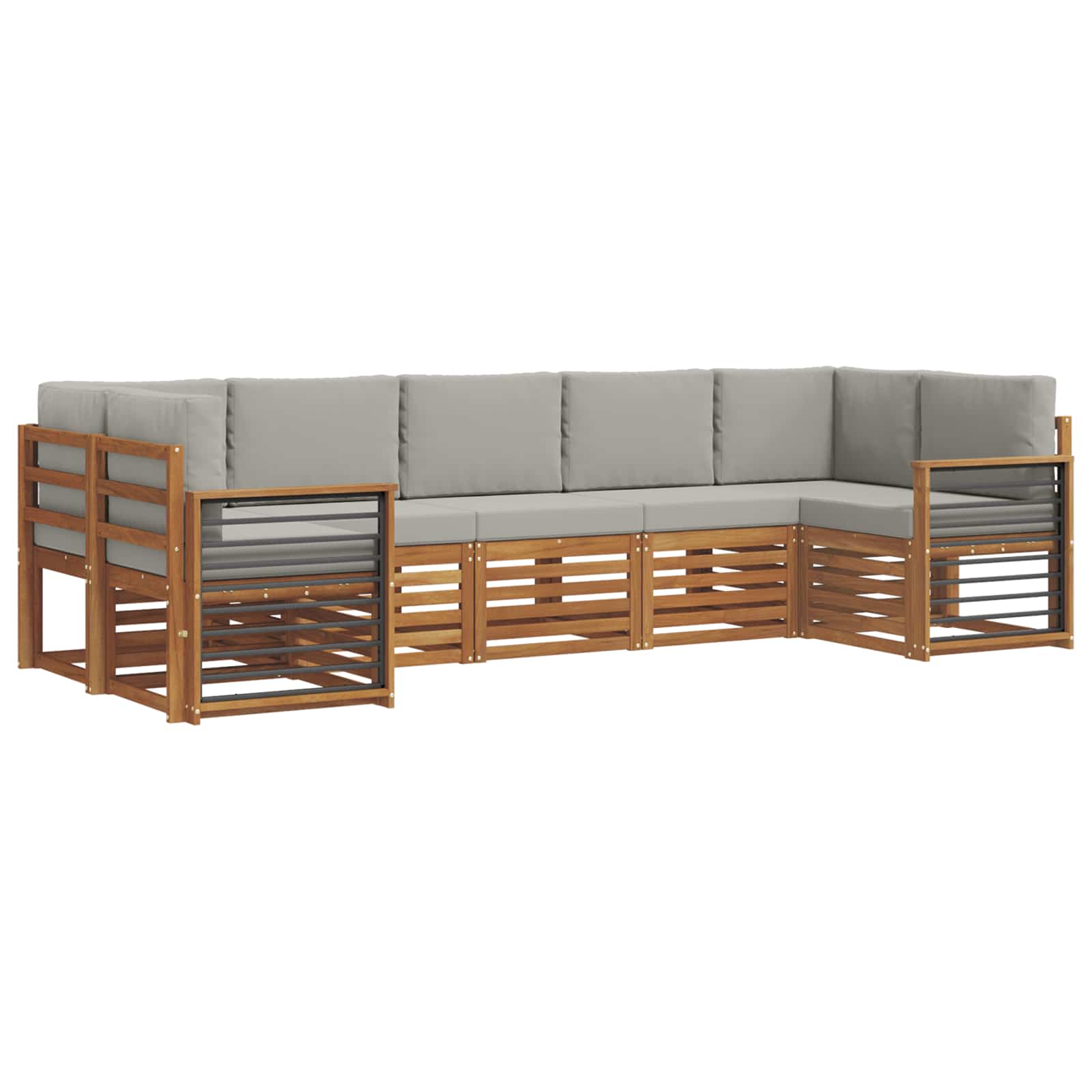 Hoekbank Set met kussen 7 pcs Natuurlijk en Lichtgrijs is nu te koop bij PeponiXL, paradijselijk wonen!