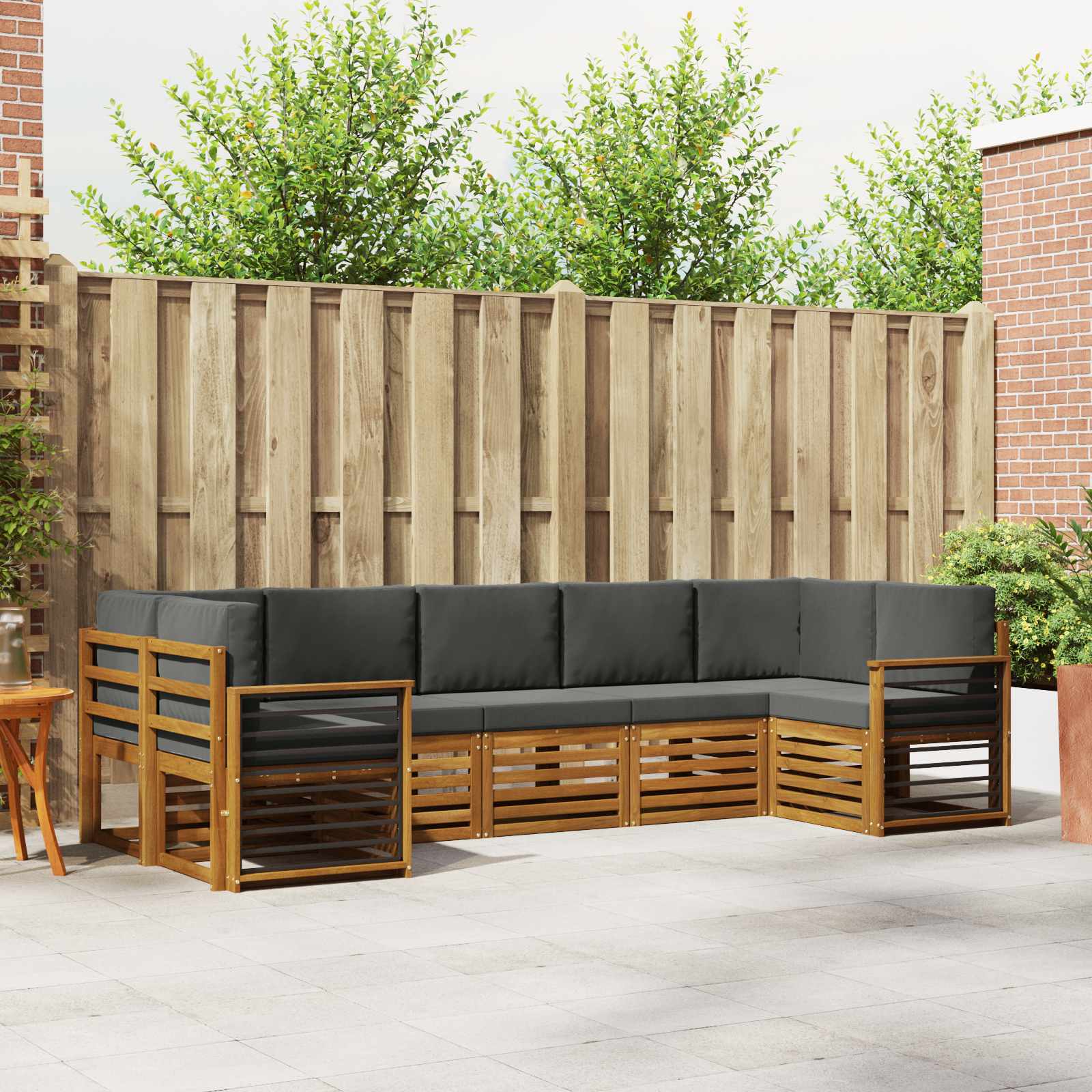 Hoekbank Set met kussen 7 pcs Natuurlijk en Antraciet is nu te koop bij PeponiXL, paradijselijk wonen!