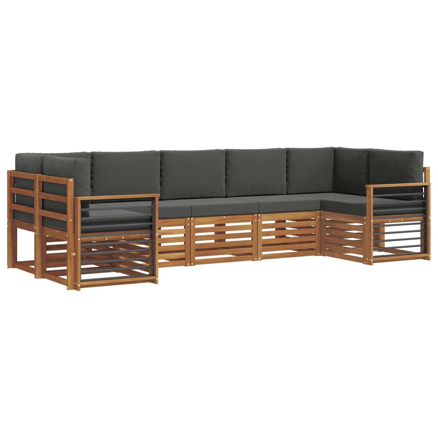 Hoekbank Set met kussen 7 pcs Natuurlijk en Antraciet is nu te koop bij PeponiXL, paradijselijk wonen!