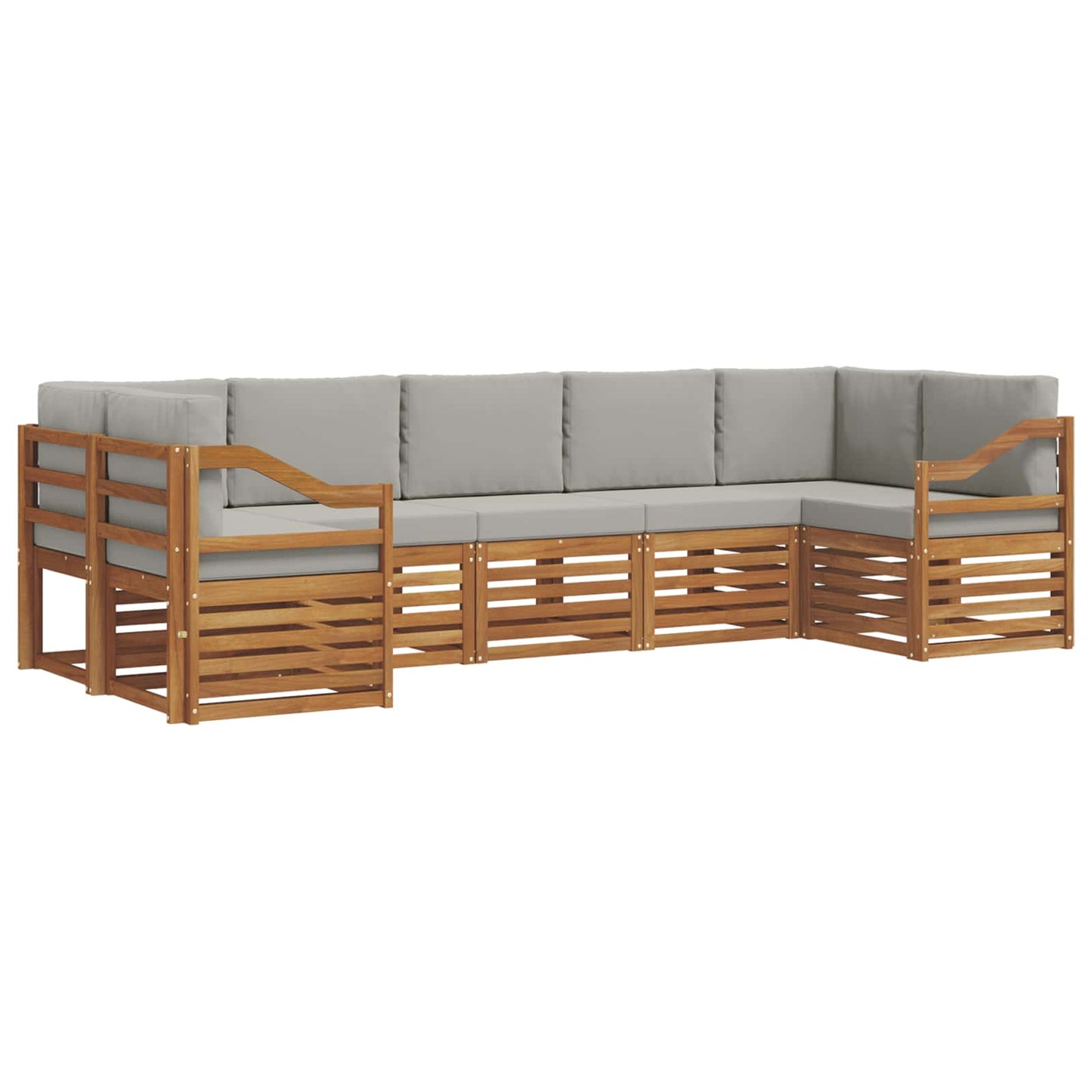 Hoekbank Set met kussen 7 pcs Natuurlijk en Lichtgrijs is nu te koop bij PeponiXL, paradijselijk wonen!