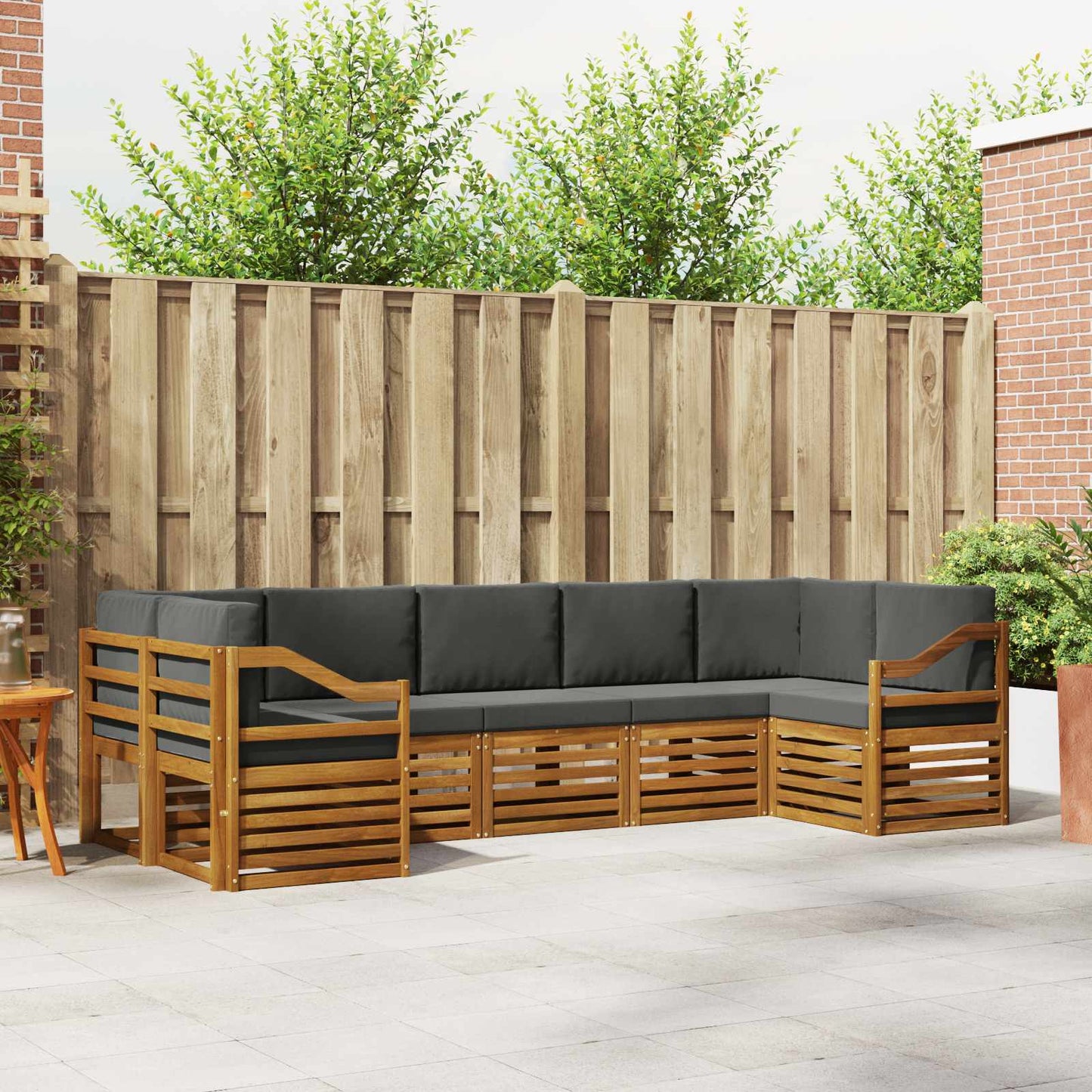 Hoekbank Set met kussen 7 pcs Natuurlijk en Antraciet is nu te koop bij PeponiXL, paradijselijk wonen!