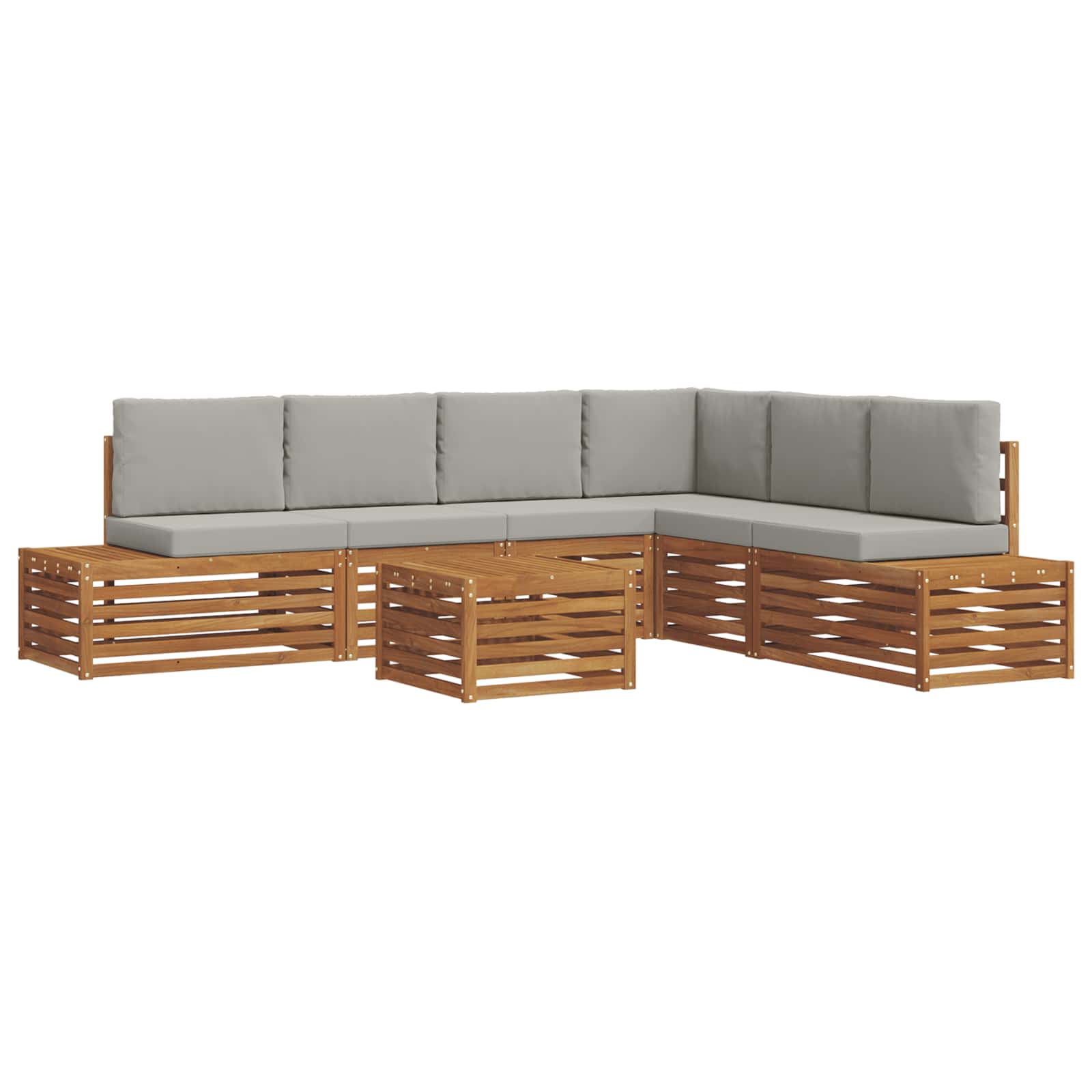 Buiten bankenset met kussen 7 Stuk Natuurlijk en Lichtgrijs is nu te koop bij PeponiXL, paradijselijk wonen!