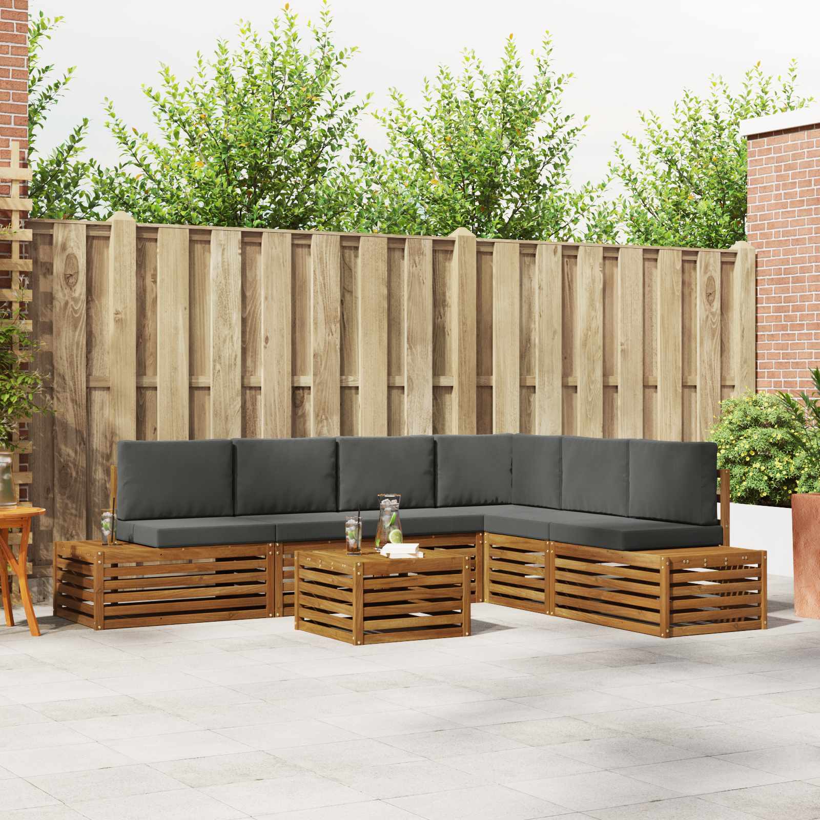 Buiten bankenset met kussen 7 Stuk Natuurlijk en Antraciet is nu te koop bij PeponiXL, paradijselijk wonen!
