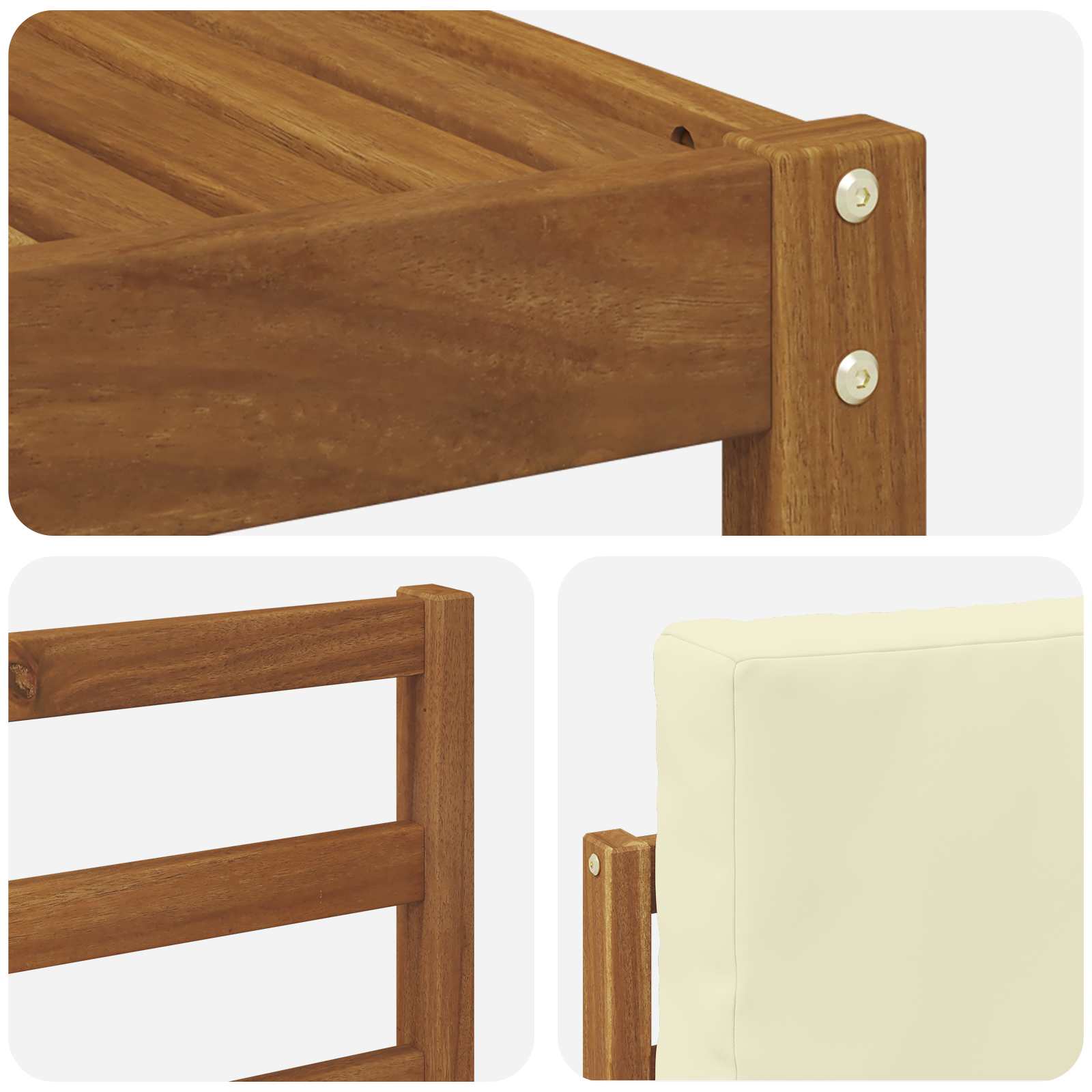 Sofa-Sets 10 pcs Natuurlijk en Crème Massief Acaciahout is nu te koop bij PeponiXL, paradijselijk wonen!