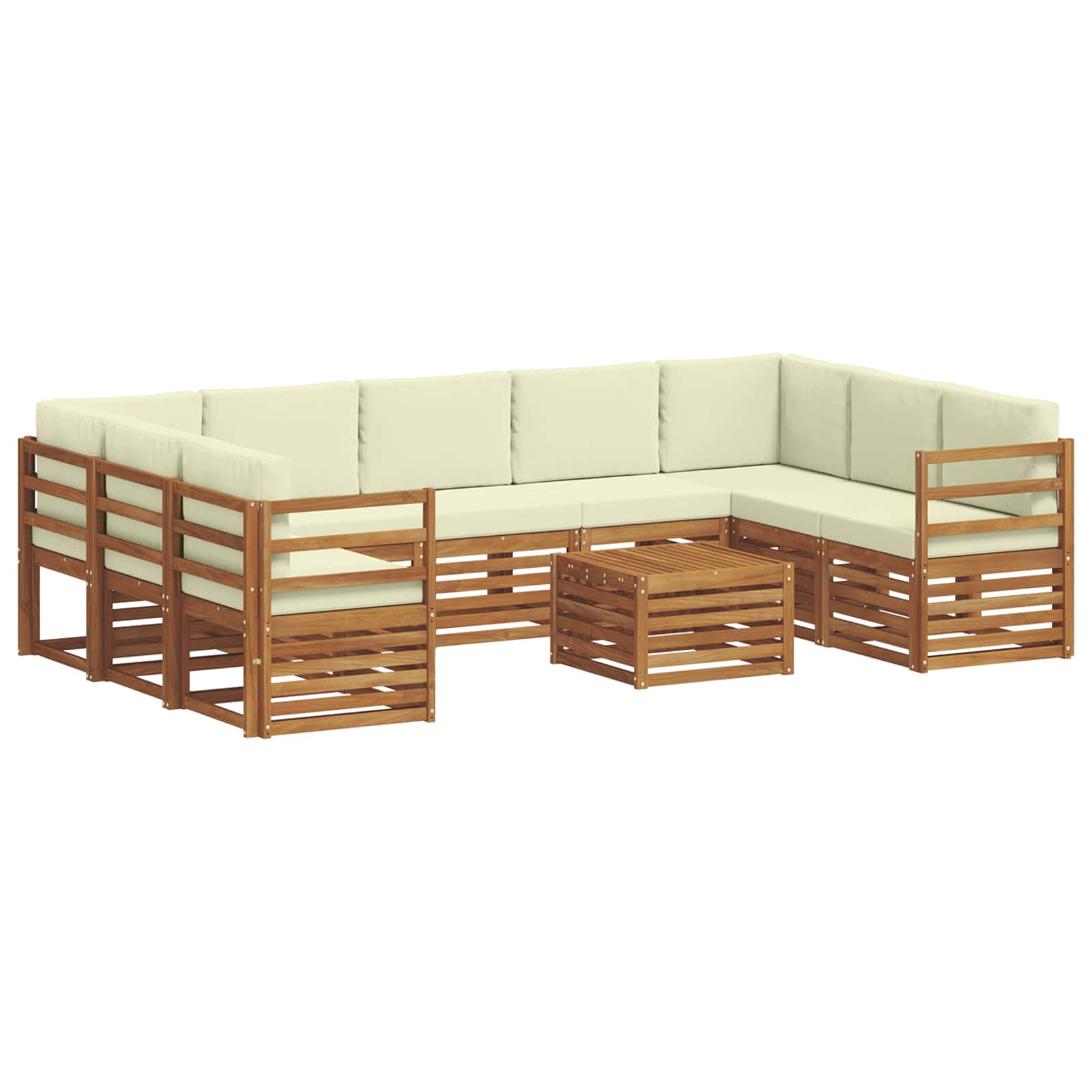 Sofa-Sets 10 pcs Natuurlijk en Crème Massief Acaciahout is nu te koop bij PeponiXL, paradijselijk wonen!