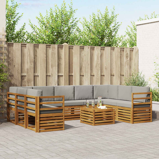 Sofa-Sets 10 pcs Natuurlijk en Lichtgrijs Massief Acaciahout is nu te koop bij PeponiXL, paradijselijk wonen!