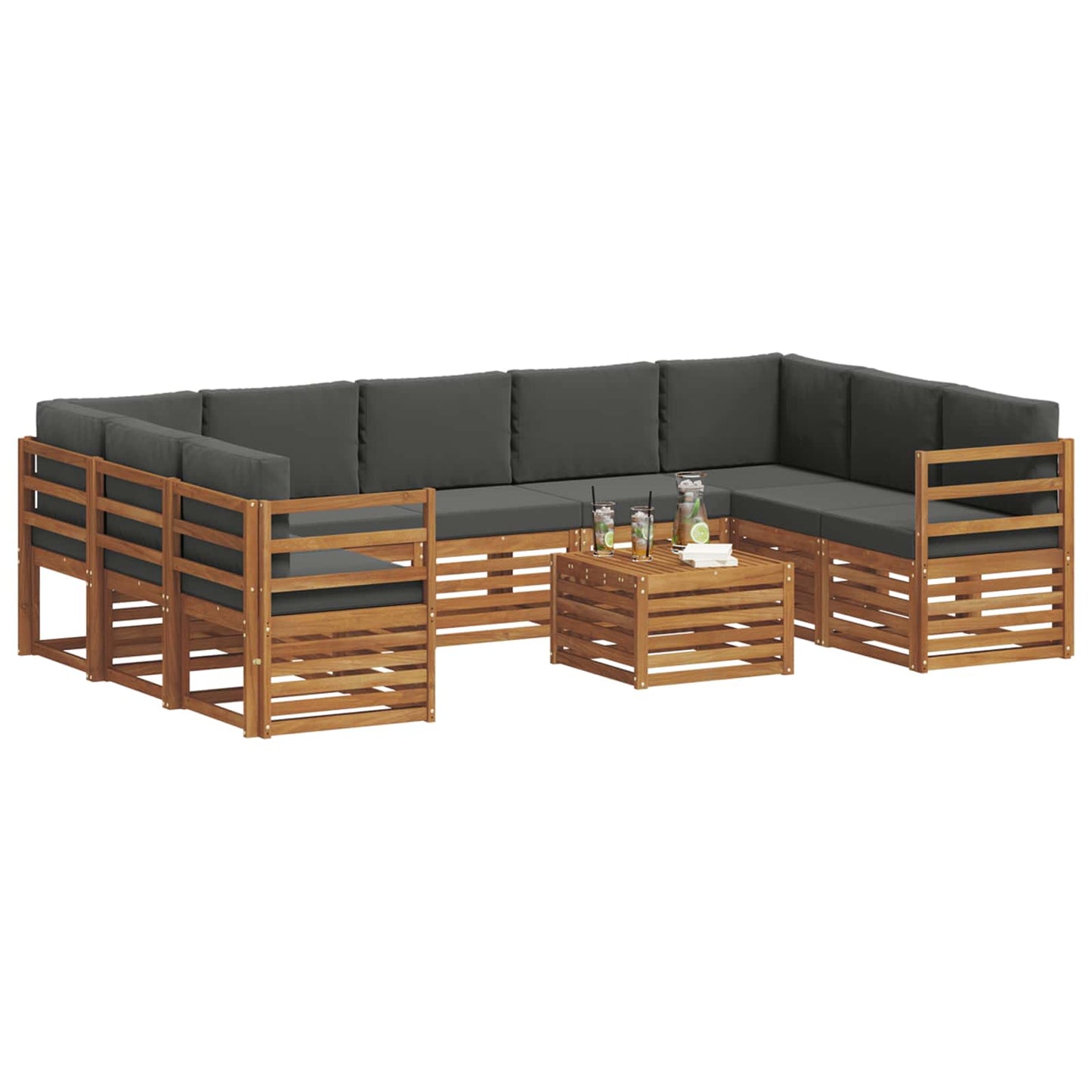 Sofa-Sets 10 pcs Natuurlijk en Antraciet Massief Acaciahout is nu te koop bij PeponiXL, paradijselijk wonen!