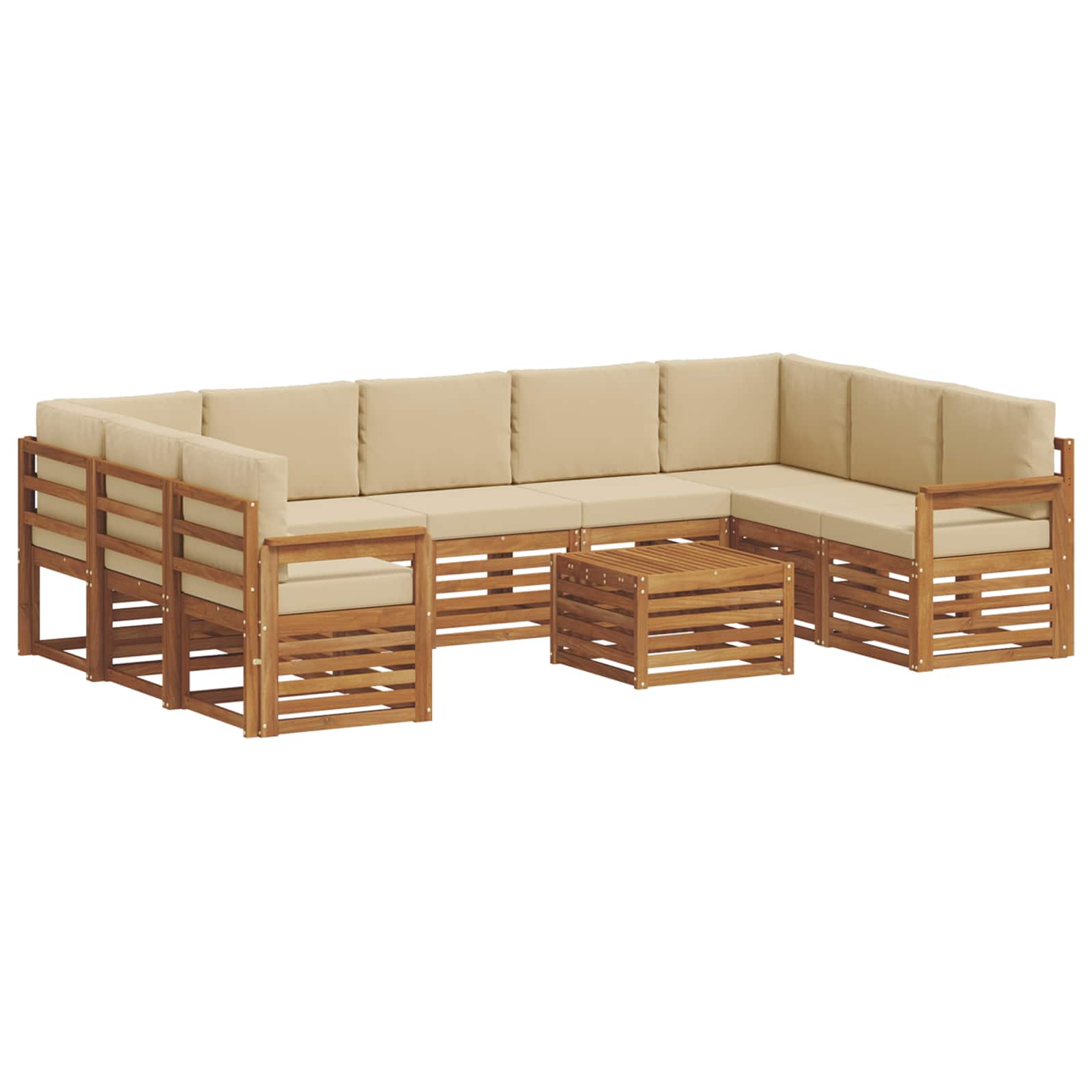 Sofa-Sets 10 pcs Natuurlijk en Beige Massief Acaciahout is nu te koop bij PeponiXL, paradijselijk wonen!