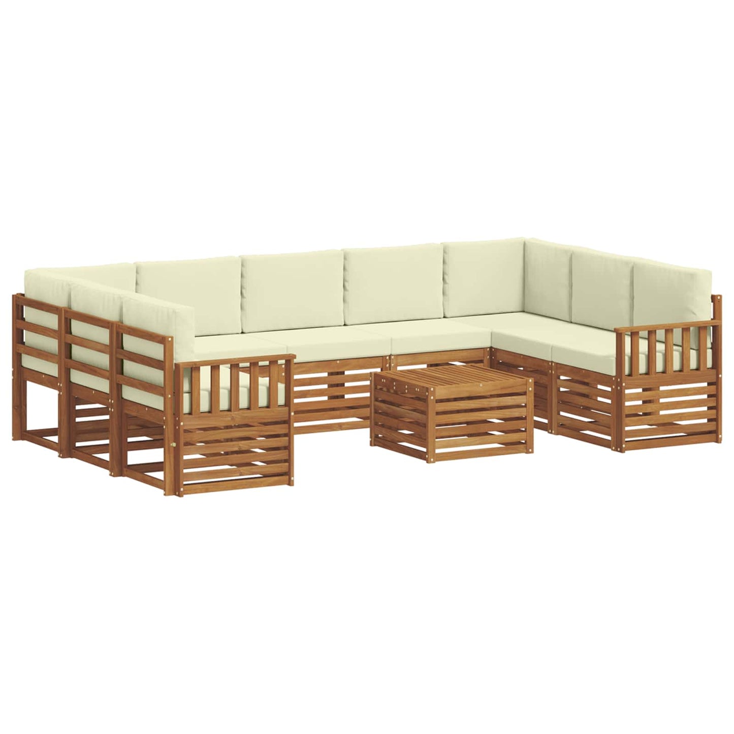 Sofa-Sets 10 pcs Natuurlijk en Crème Massief Acaciahout is nu te koop bij PeponiXL, paradijselijk wonen!