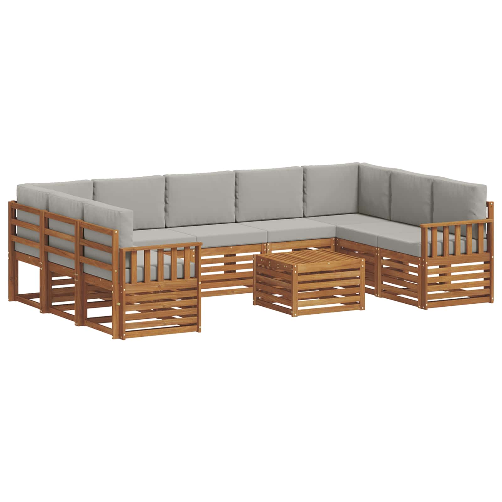 Sofa-Sets 10 pcs Natuurlijk en Lichtgrijs Massief Acaciahout is nu te koop bij PeponiXL, paradijselijk wonen!