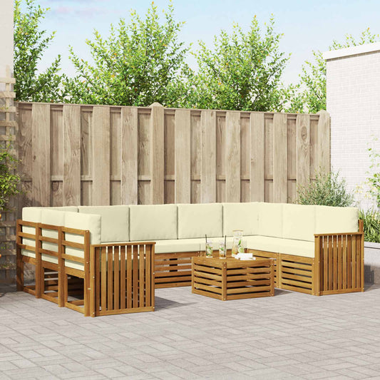 Sofa-Sets 10 pcs Natuurlijk en Crème Massief Acaciahout is nu te koop bij PeponiXL, paradijselijk wonen!