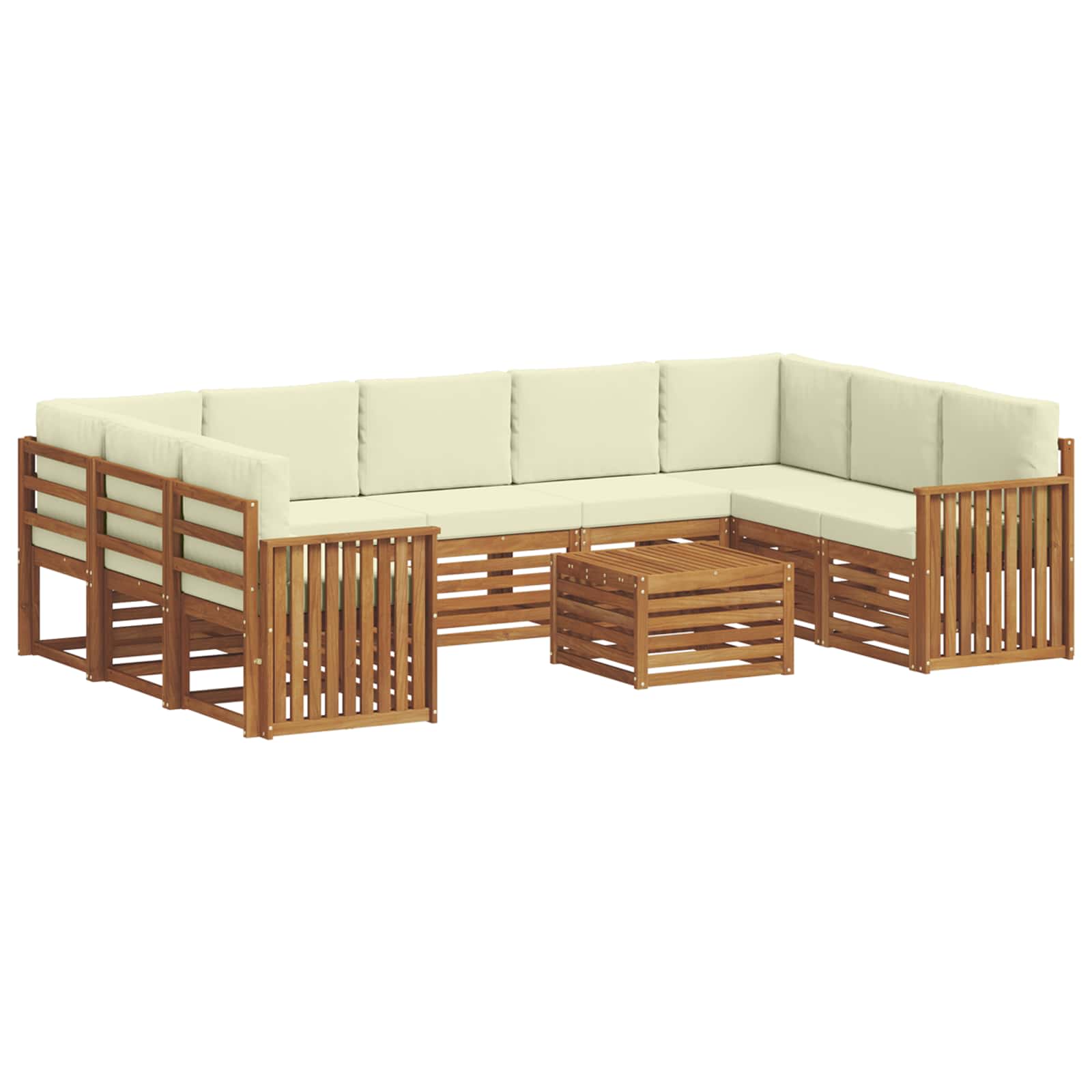 Sofa-Sets 10 pcs Natuurlijk en Crème Massief Acaciahout is nu te koop bij PeponiXL, paradijselijk wonen!