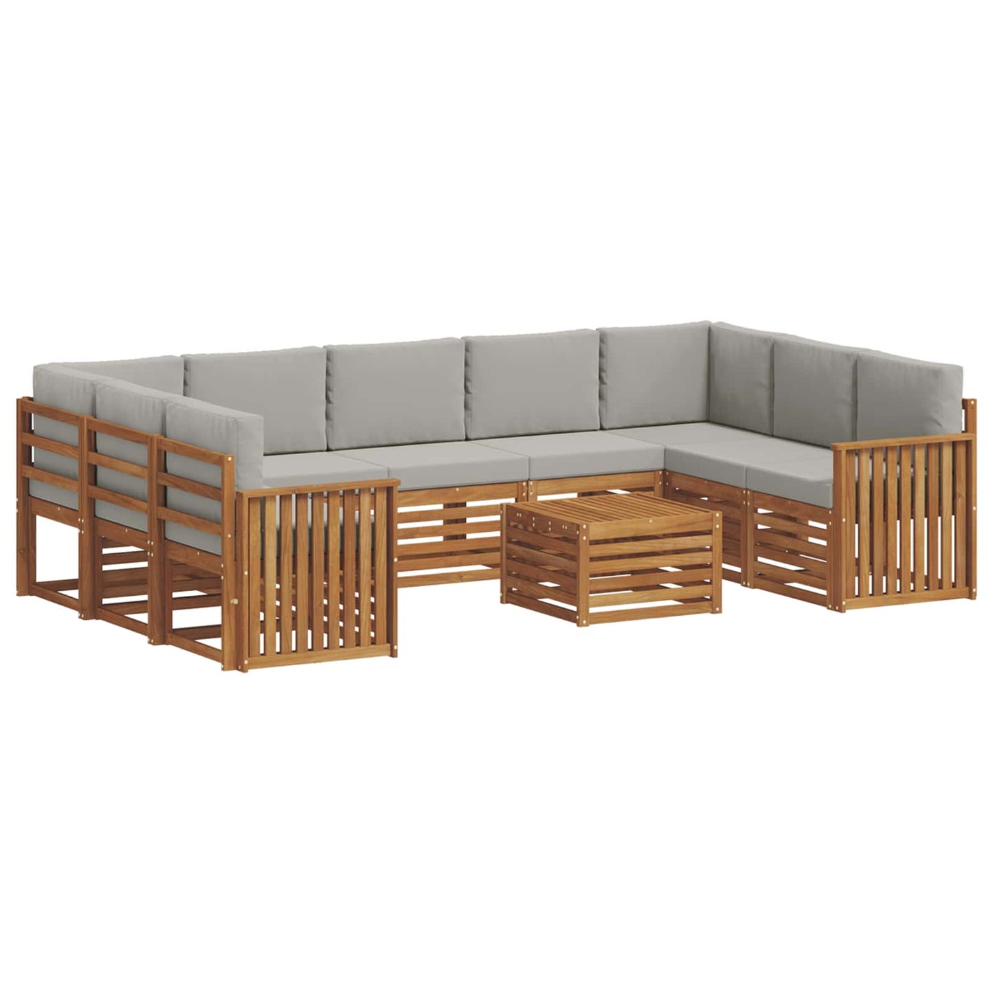 Sofa-Sets 10 pcs Natuurlijk en Lichtgrijs Massief Acaciahout is nu te koop bij PeponiXL, paradijselijk wonen!