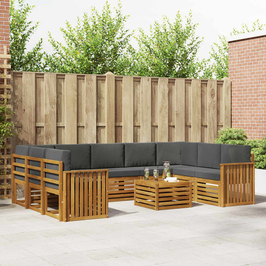 Sofa-Sets 10 pcs Natuurlijk en Antraciet Massief Acaciahout is nu te koop bij PeponiXL, paradijselijk wonen!