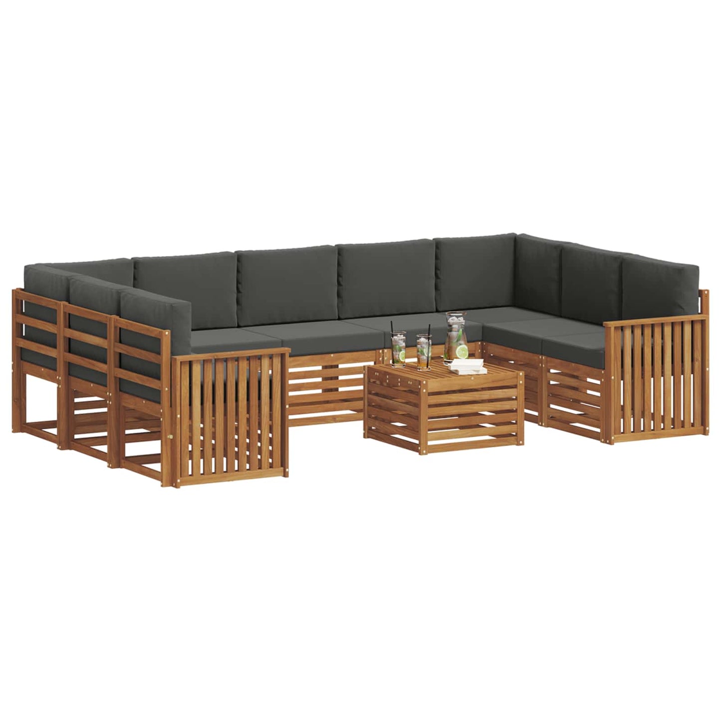 Sofa-Sets 10 pcs Natuurlijk en Antraciet Massief Acaciahout is nu te koop bij PeponiXL, paradijselijk wonen!