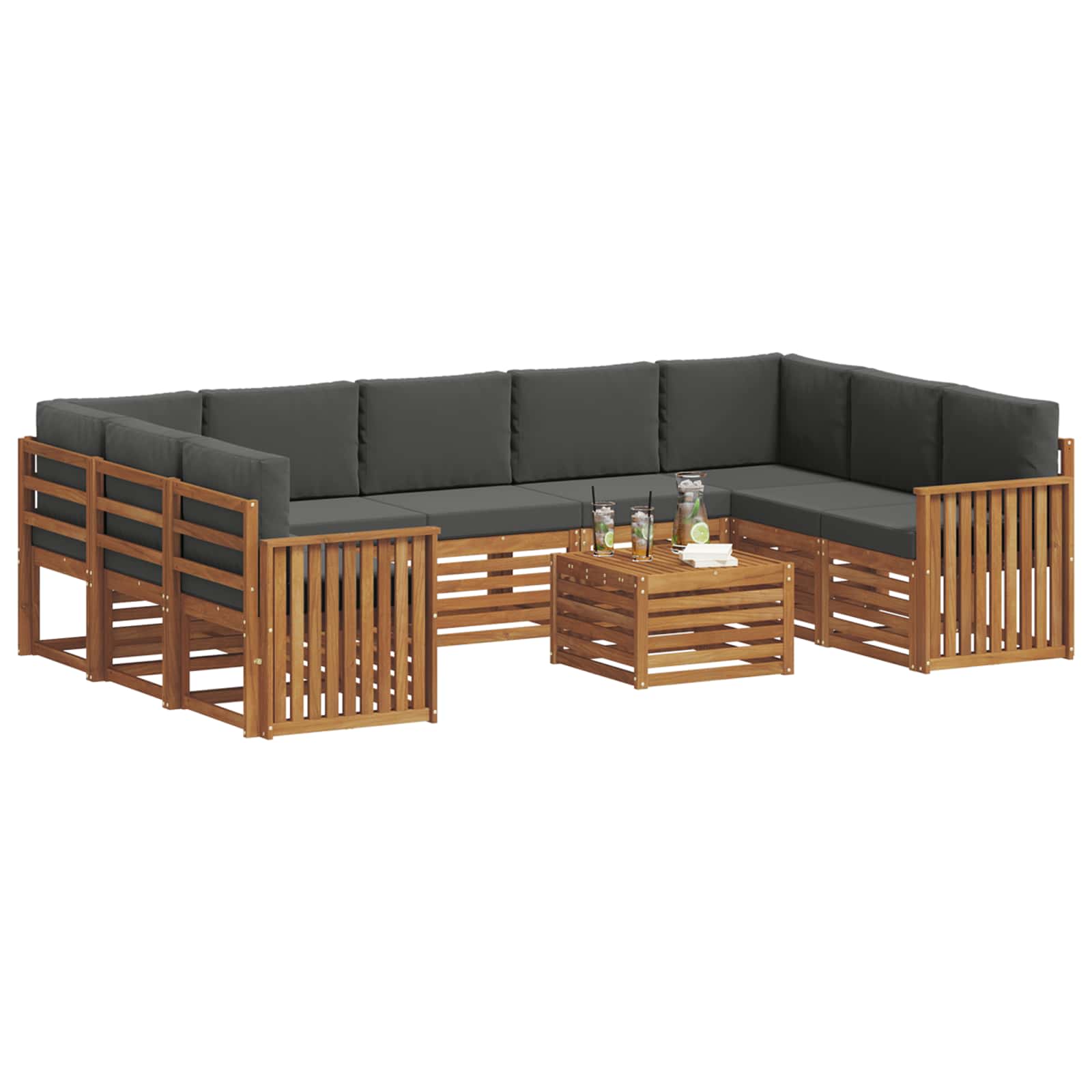 Sofa-Sets 10 pcs Natuurlijk en Antraciet Massief Acaciahout is nu te koop bij PeponiXL, paradijselijk wonen!