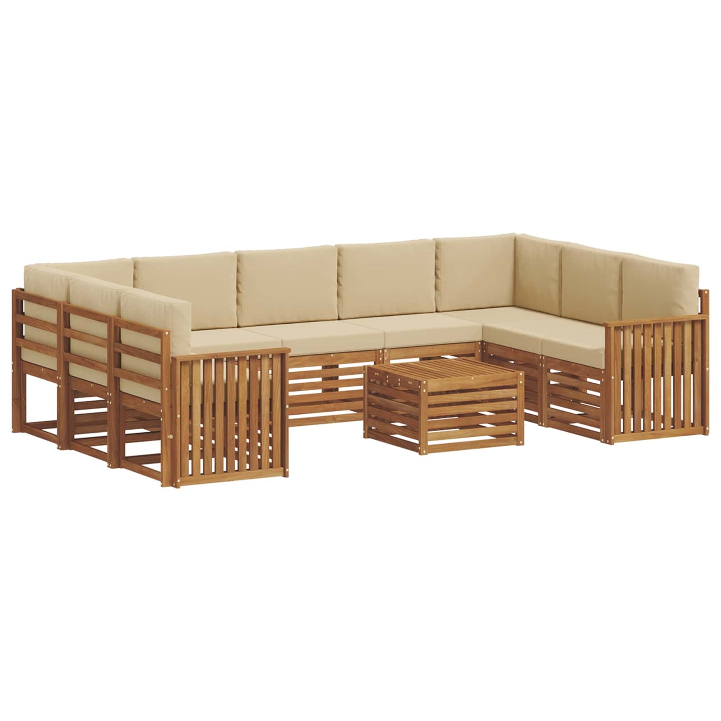 Sofa-Sets 10 pcs Natuurlijk en Beige Massief Acaciahout is nu te koop bij PeponiXL, paradijselijk wonen!