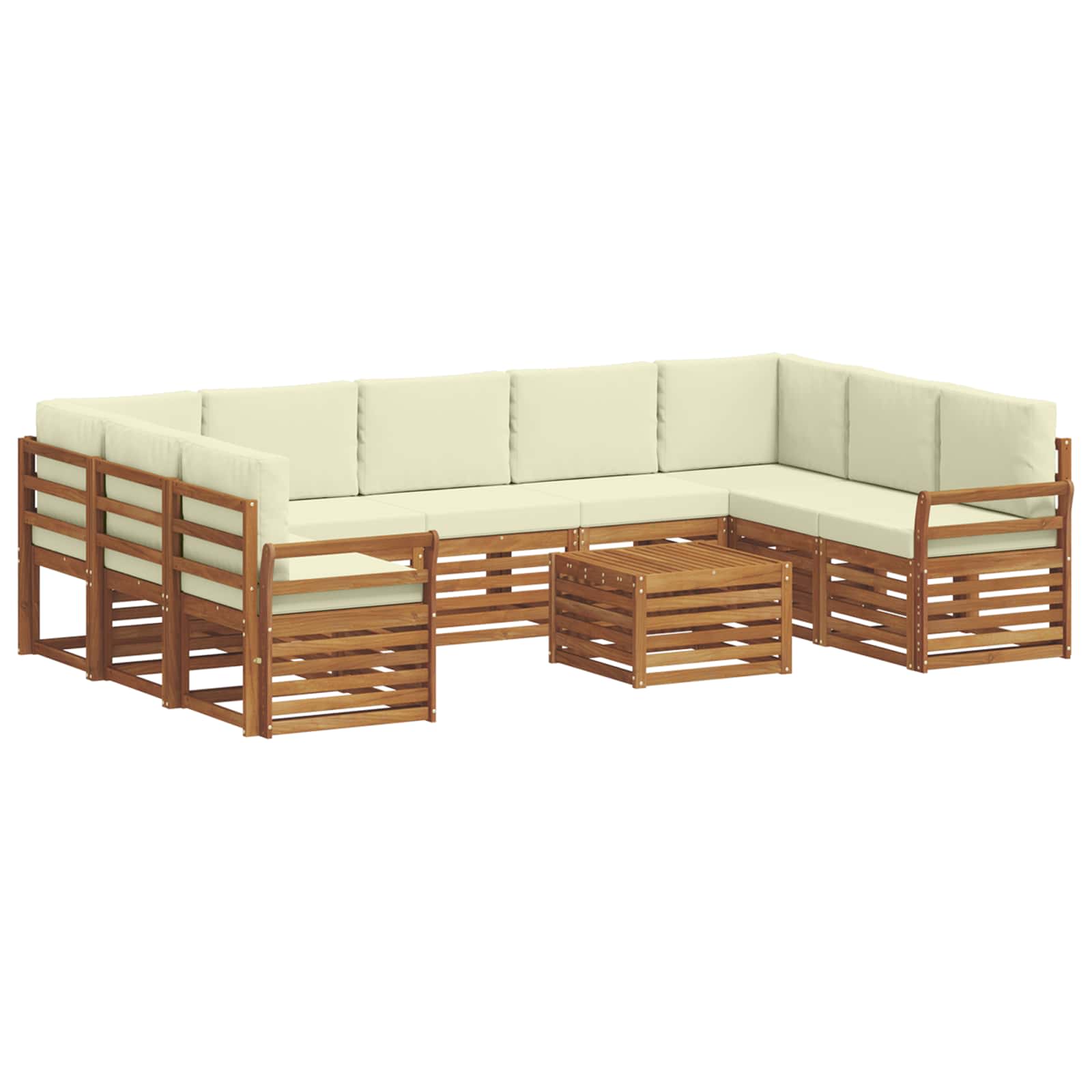 Sofa-Sets 10 pcs Natuurlijk en Crème Massief Acaciahout is nu te koop bij PeponiXL, paradijselijk wonen!