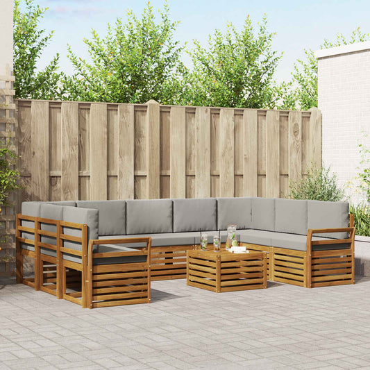 Sofa-Sets 10 pcs Natuurlijk en Lichtgrijs Massief Acaciahout is nu te koop bij PeponiXL, paradijselijk wonen!