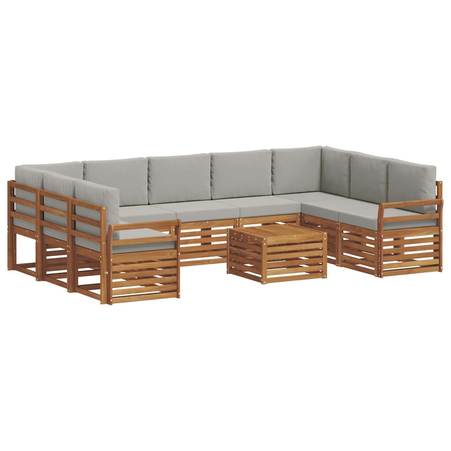 Sofa-Sets 10 pcs Natuurlijk en Lichtgrijs Massief Acaciahout is nu te koop bij PeponiXL, paradijselijk wonen!