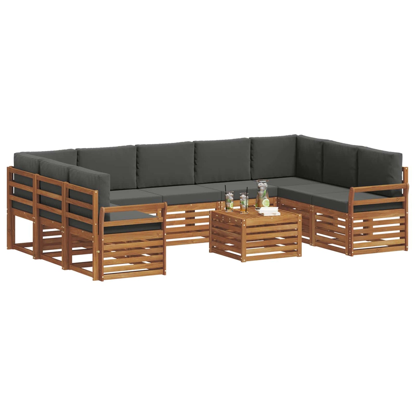 Sofa-Sets 10 pcs Natuurlijk en Antraciet Massief Acaciahout is nu te koop bij PeponiXL, paradijselijk wonen!