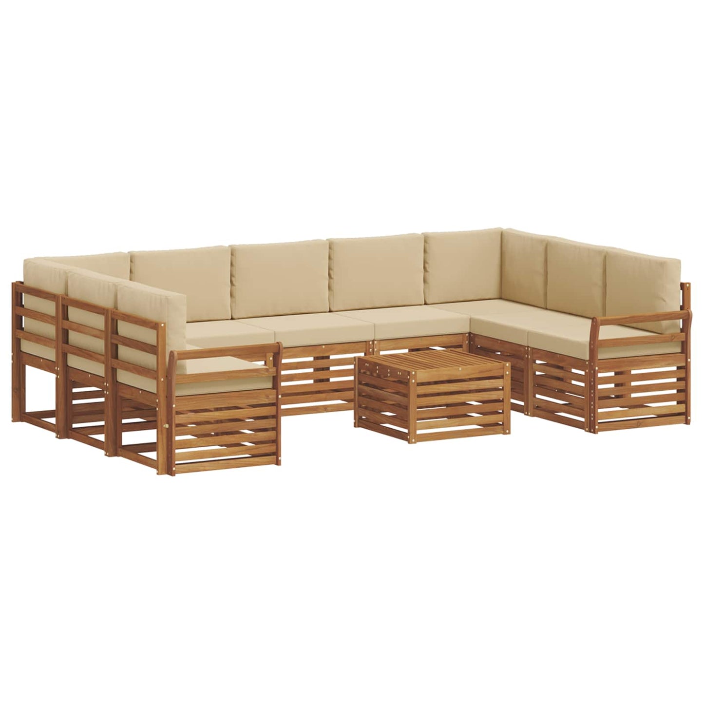 Sofa-Sets 10 pcs Natuurlijk en Beige Massief Acaciahout is nu te koop bij PeponiXL, paradijselijk wonen!