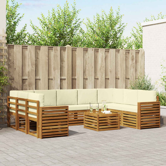 Sofa-Sets 10 pcs Natuurlijk en Crème Massief Acaciahout is nu te koop bij PeponiXL, paradijselijk wonen!