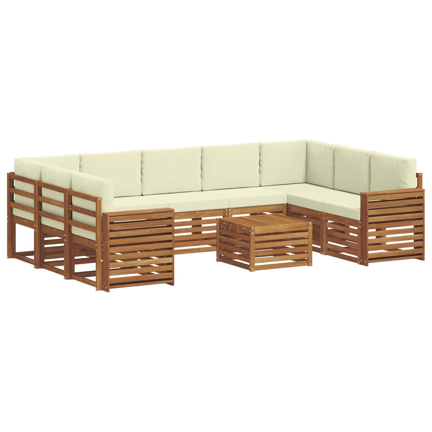 Sofa-Sets 10 pcs Natuurlijk en Crème Massief Acaciahout is nu te koop bij PeponiXL, paradijselijk wonen!