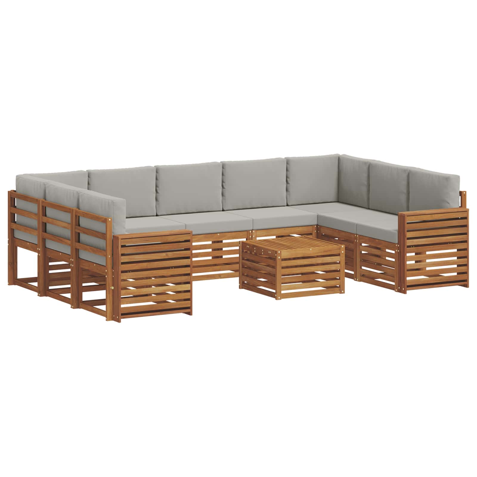 Sofa-Sets 10 pcs Natuurlijk en Lichtgrijs Massief Acaciahout is nu te koop bij PeponiXL, paradijselijk wonen!