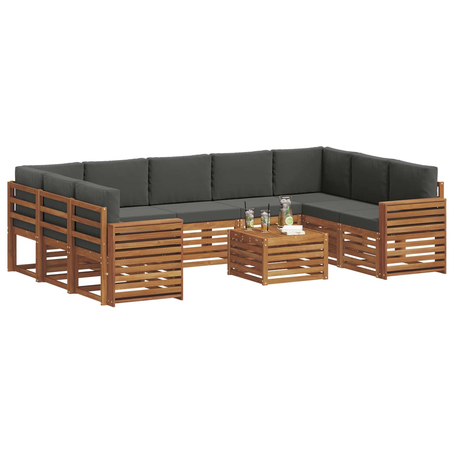 Sofa-Sets 10 pcs Natuurlijk en Antraciet Massief Acaciahout is nu te koop bij PeponiXL, paradijselijk wonen!