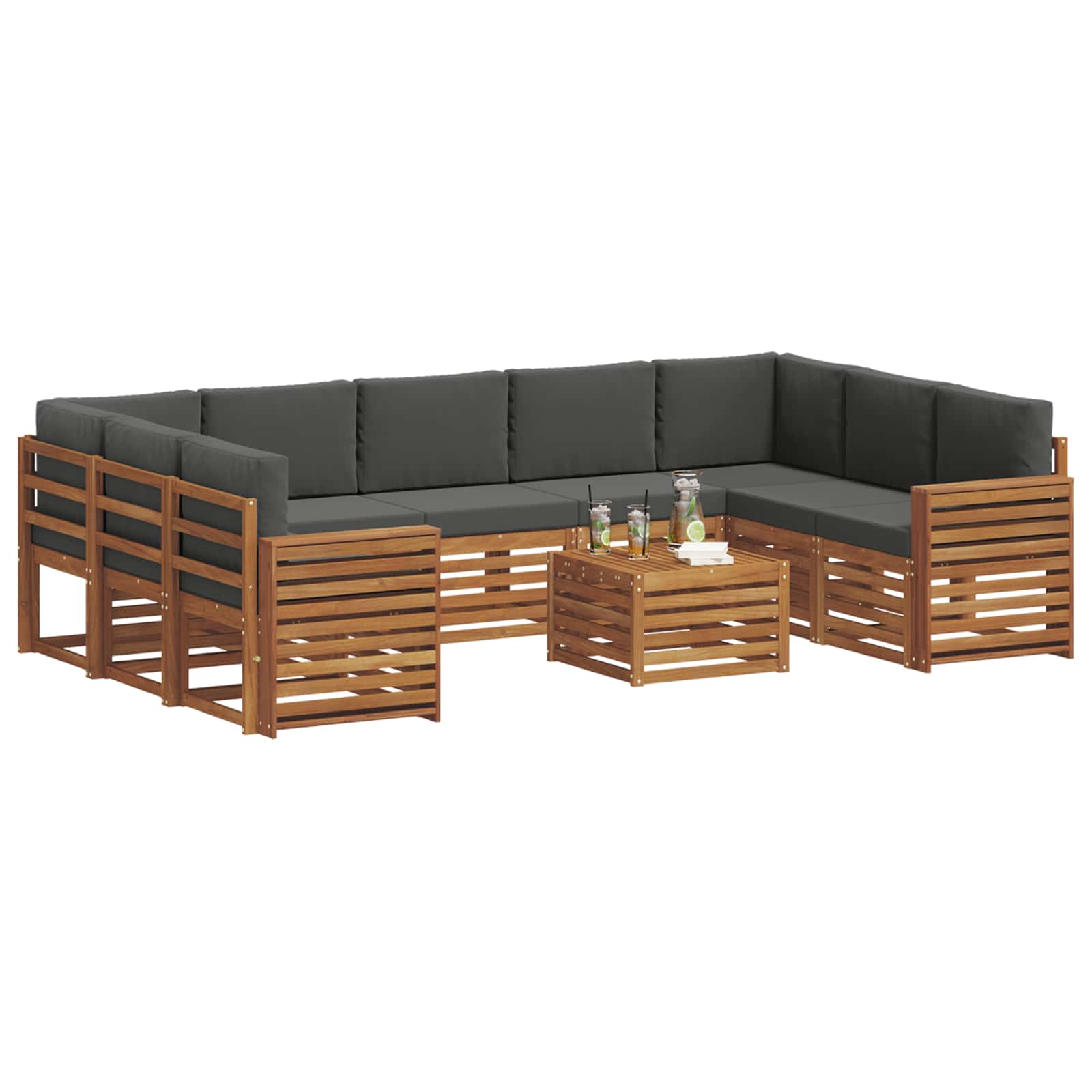 Sofa-Sets 10 pcs Natuurlijk en Antraciet Massief Acaciahout is nu te koop bij PeponiXL, paradijselijk wonen!