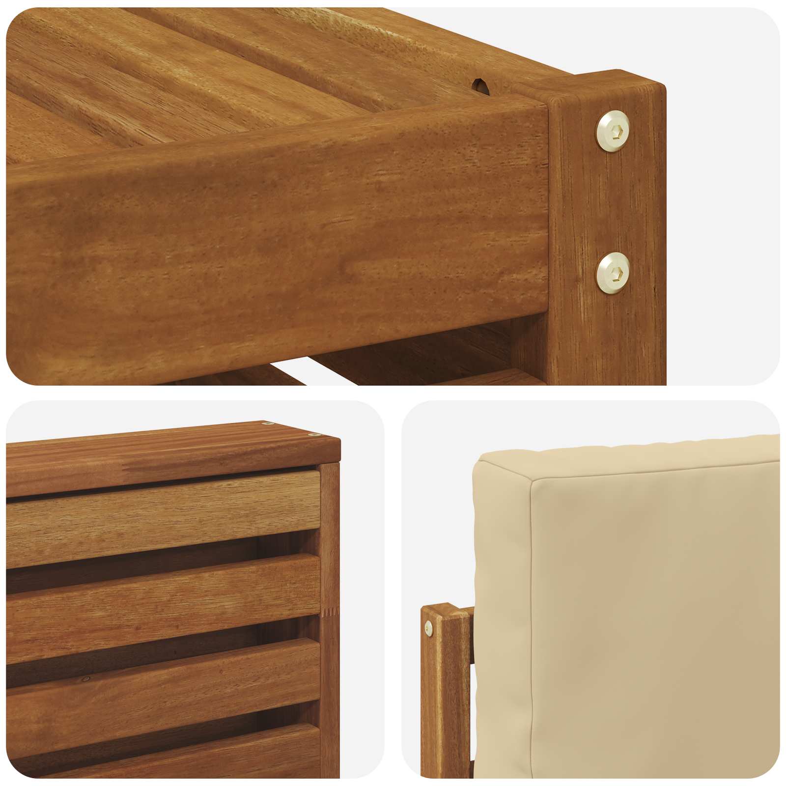 Sofa-Sets 10 pcs Natuurlijk en Beige Massief Acaciahout is nu te koop bij PeponiXL, paradijselijk wonen!